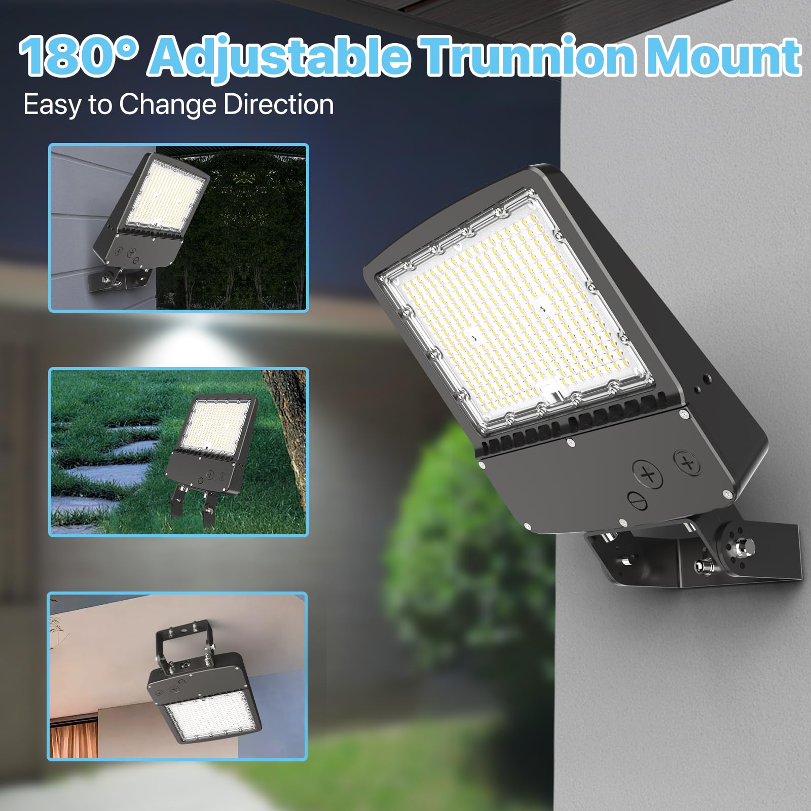 Hyperlite Parking Lot Light 200 Watt - 30000Lm Ul Listed Led Flood Lights Outdoor With Adjustable Trunnion Wall Mount - Waterpro