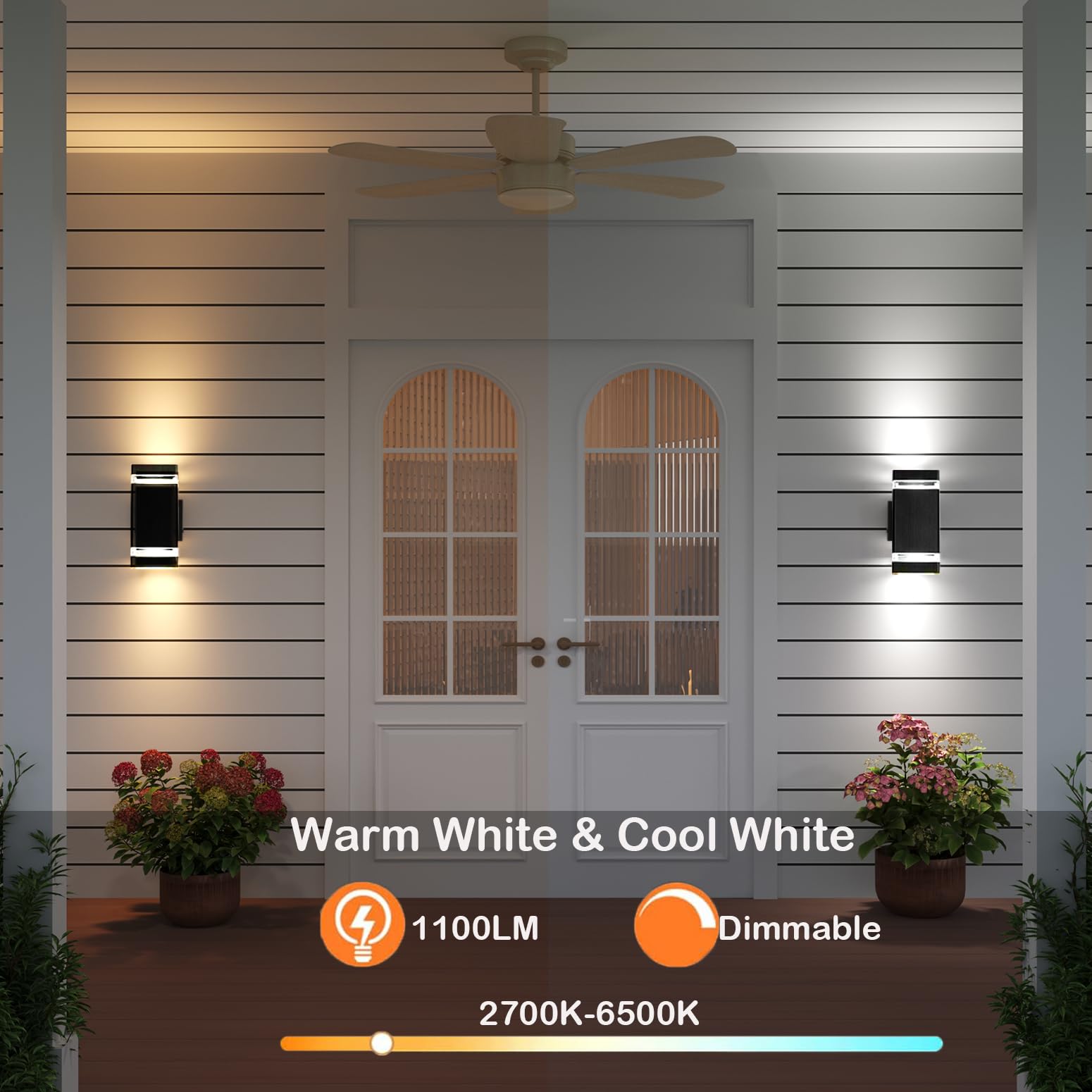 rosykite Mi.Light RF Remote Control LED Wall Light, RGB+CCT, 3 Pack, Aluminum, 2700K-6500K, Outdoor Lighting