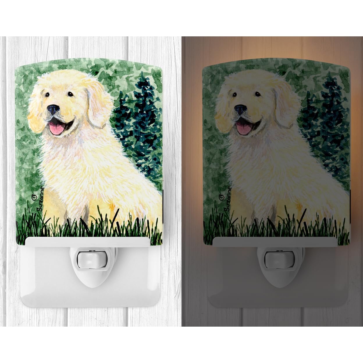 Caroline'S Treasures Ss8739Cnl Golden Retriever Ceramic Night Light Compact, Ul-Certified, Ideal For Bedroom, Bathroom, Nursery, Hallway, Kitchen, 6X4X3, Multicolor