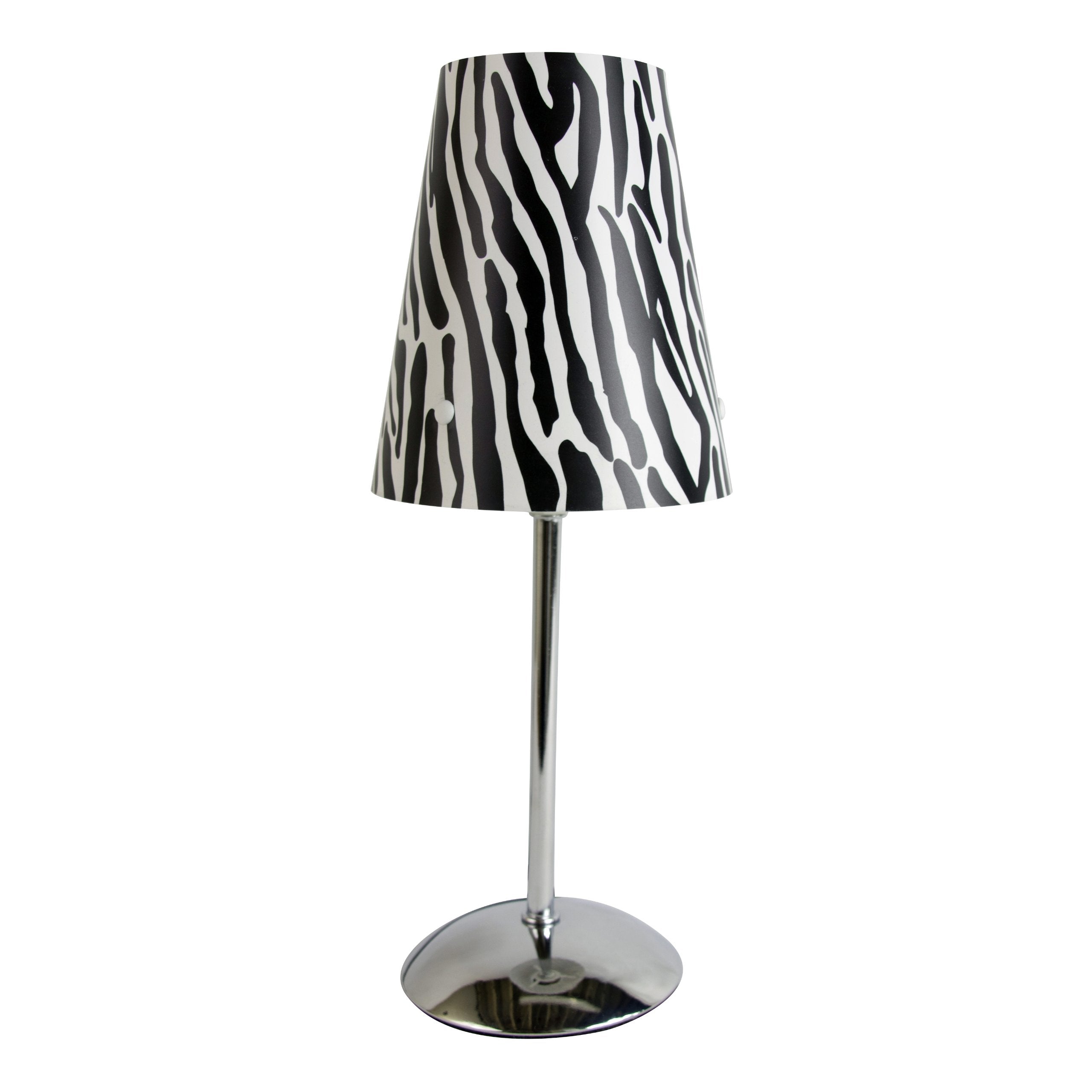 Simple Designs Lt3024-Zba Mini Silver Table Lamp With Animal Print Shade, Zebra