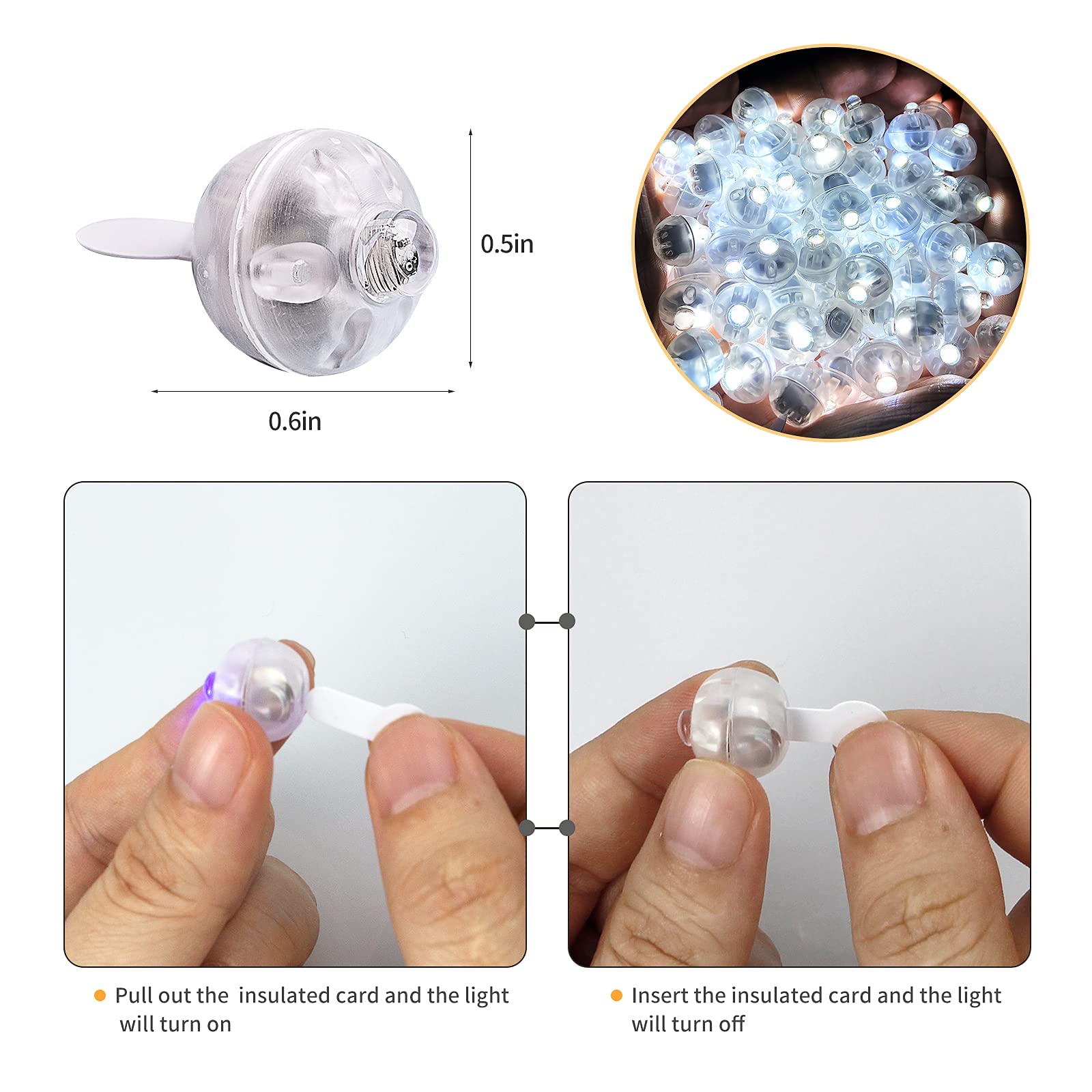 Aogist 100Pcs White Balloon Lights,Long Standby Time Waterproof Mini Light,Battery Powered,Round Led Ball Lamp For Latex Balloon Paper Lantern Party Wedding Festival Christmas Halloween Decorative