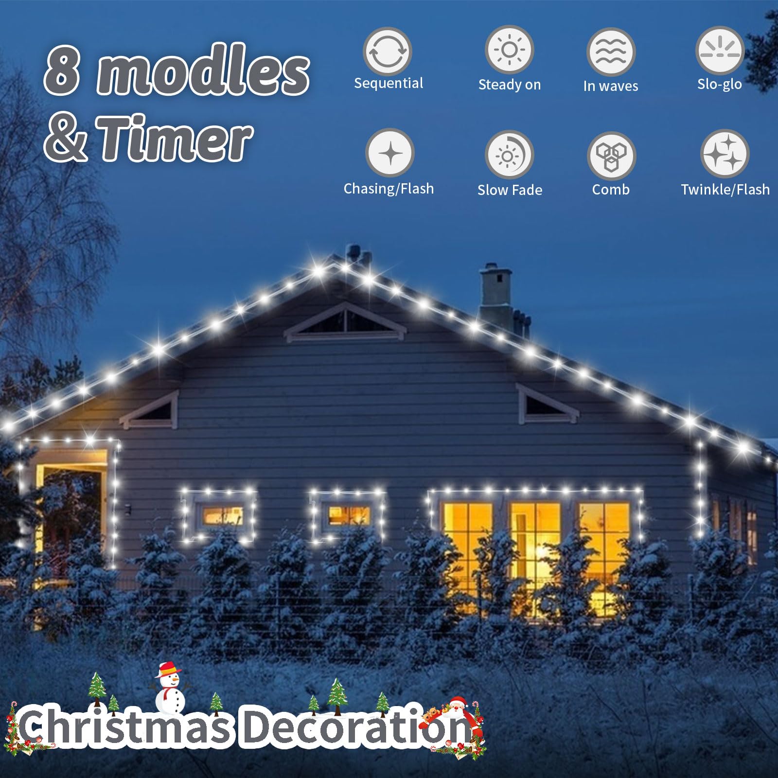 131Ft Christmas Rope Lights Outdoor ,400 Led Rope Lights Indoor Plug In,8 Modes Tube Lights With Timer Remote Control,Fairy String Lights For Outside,Bedroom,Garden,Patio,Christmas Tree Decoration