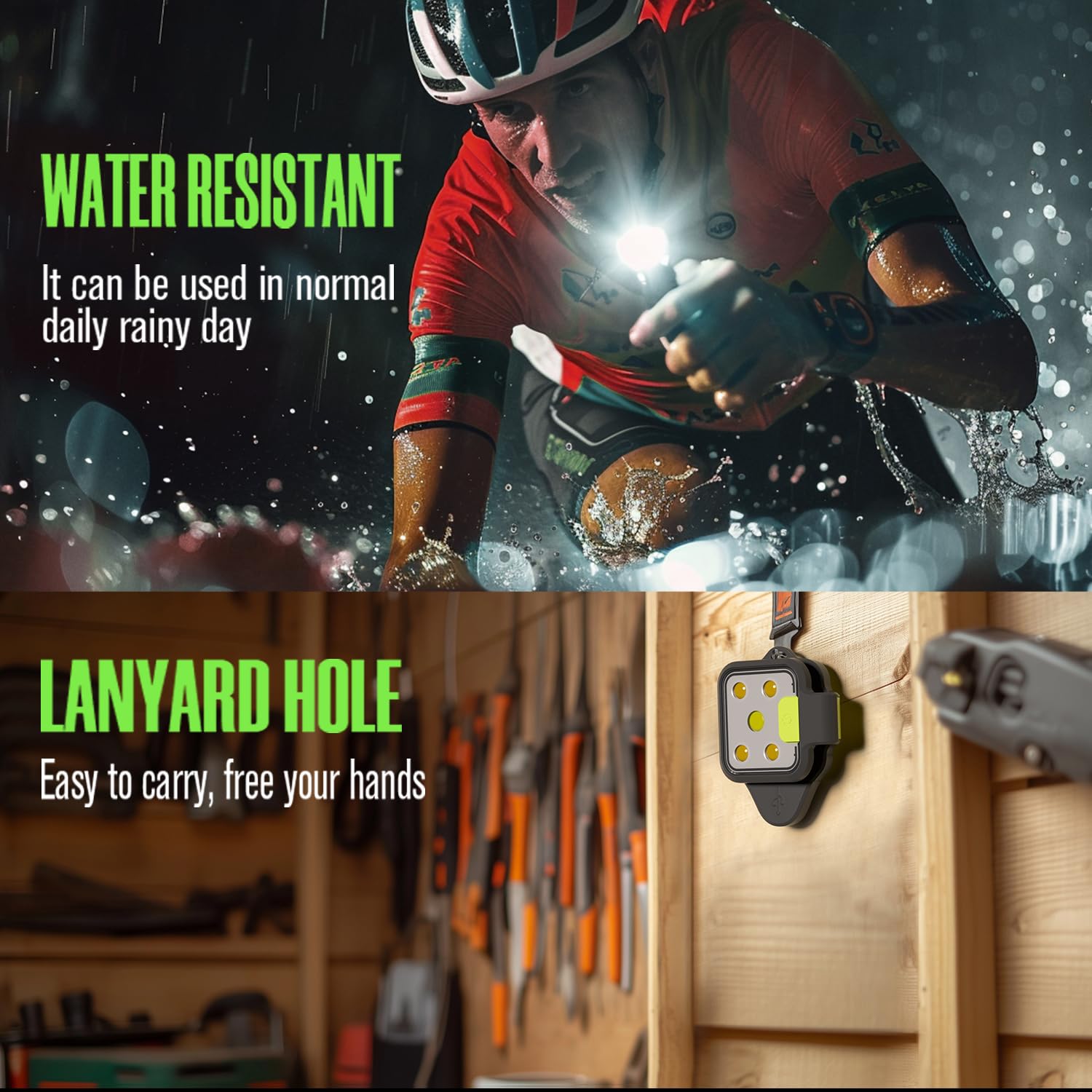 Eguku 2Pack Usb Rechargeable Running Lights - 4 Modes, Lightweight Clip-On Jogging Gear, Green