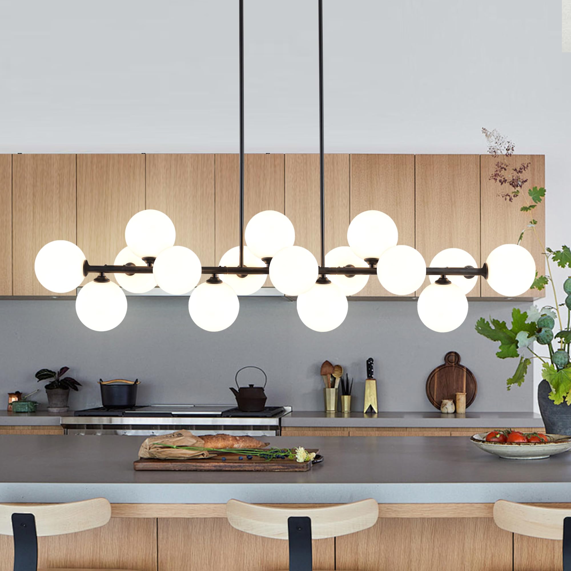 Farmhouse Chandeliers for Dining Room Large Pendant Lights Kitchen Island Lighting 16-Light Modern Sputnik Chandeliers with Milk