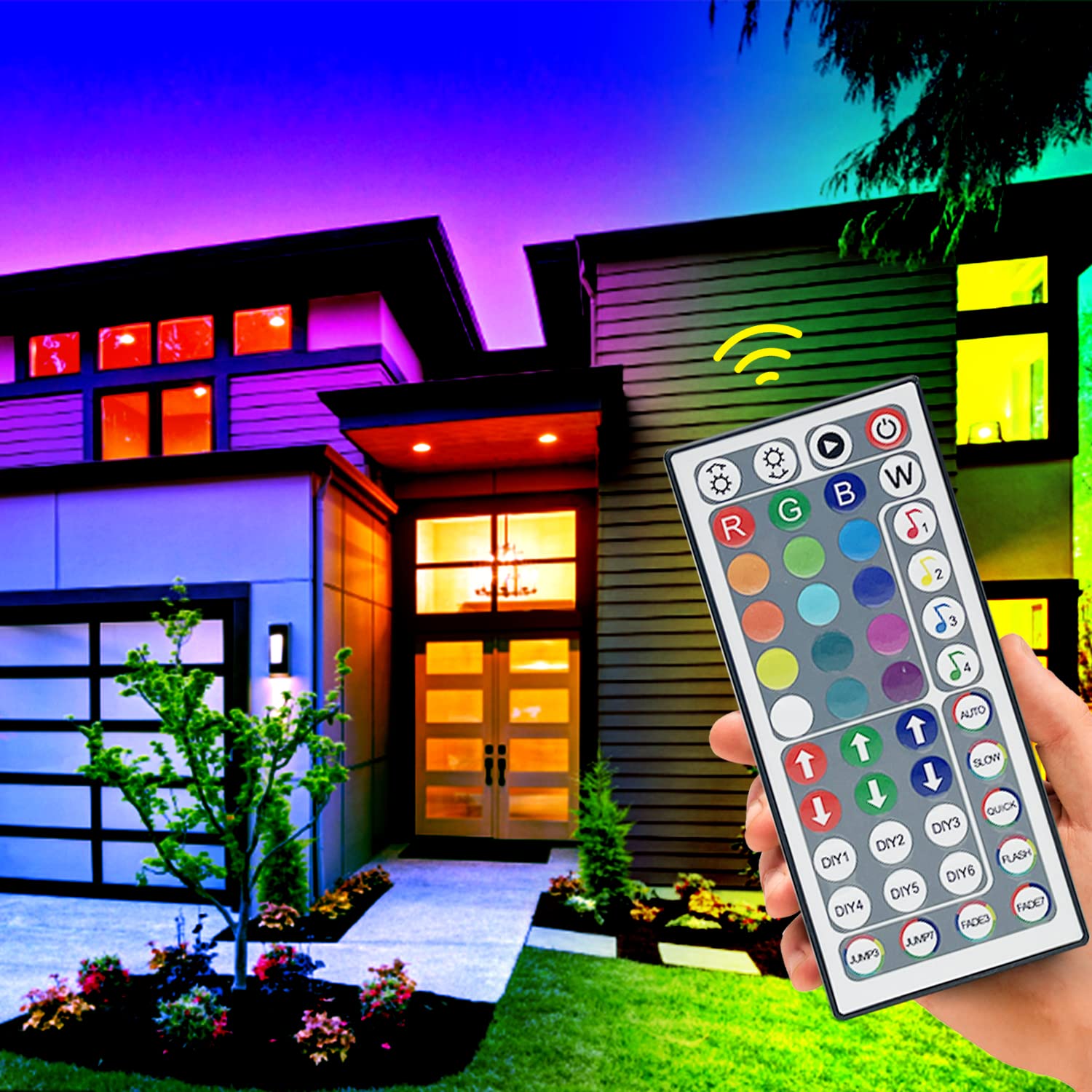 FONEWE 44-Key RGB LED Strip Lights with IR Remote Control & 24V Power Adapter - Multi-Colored Lighting for Home Decor