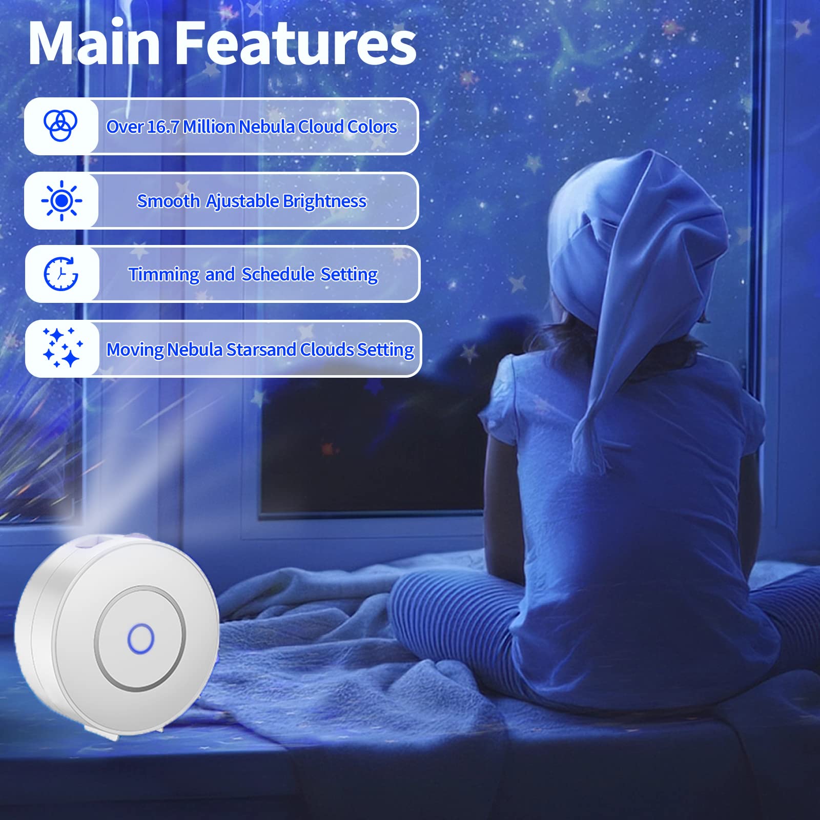 Smart Galaxy Projector With Nebula Cloud/Moving Ocean Wave, Wifi Star Projector For Room Decor, Home Theater Night Light Project