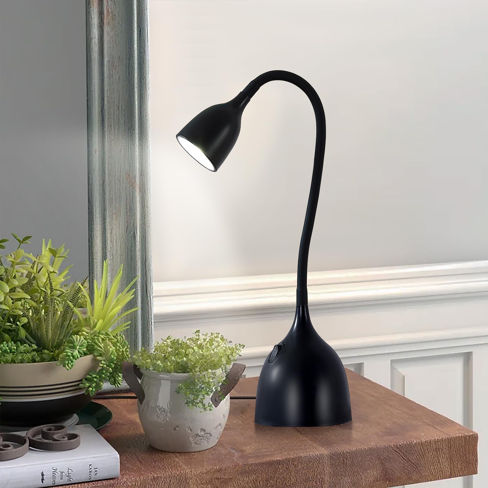Ejiaxin Black Led Desk Lamp, Adjustable Gooseneck, Eye-Caring Study Light For Home & Office