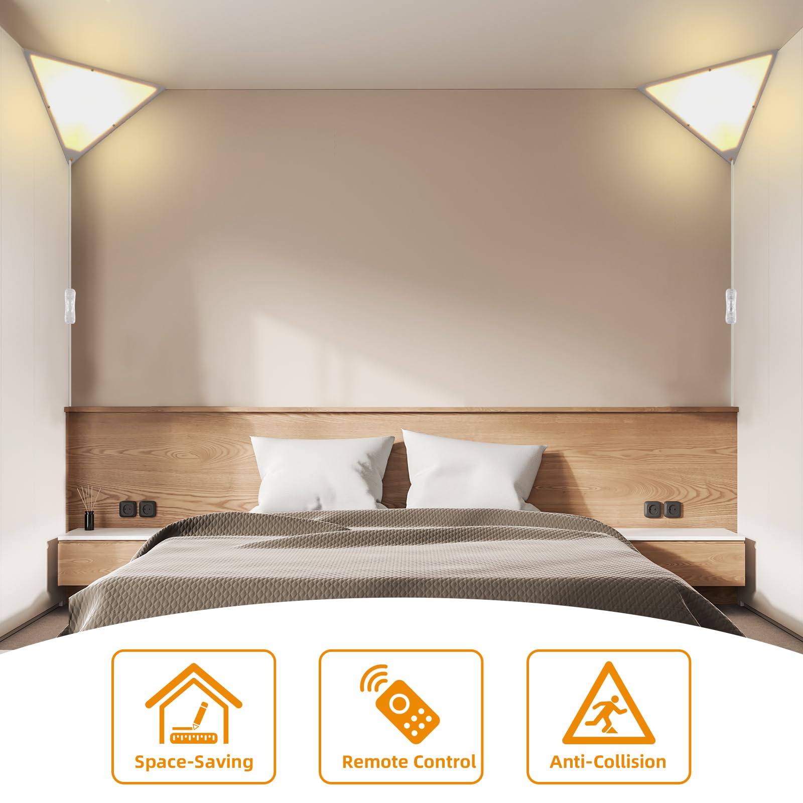 Zlierop 2 Pack Corner Light With 9W Led Bulb And Remote, 3 Color Temperature Corner Lamp, Dimmable Plug In Pendant Lights For Ce