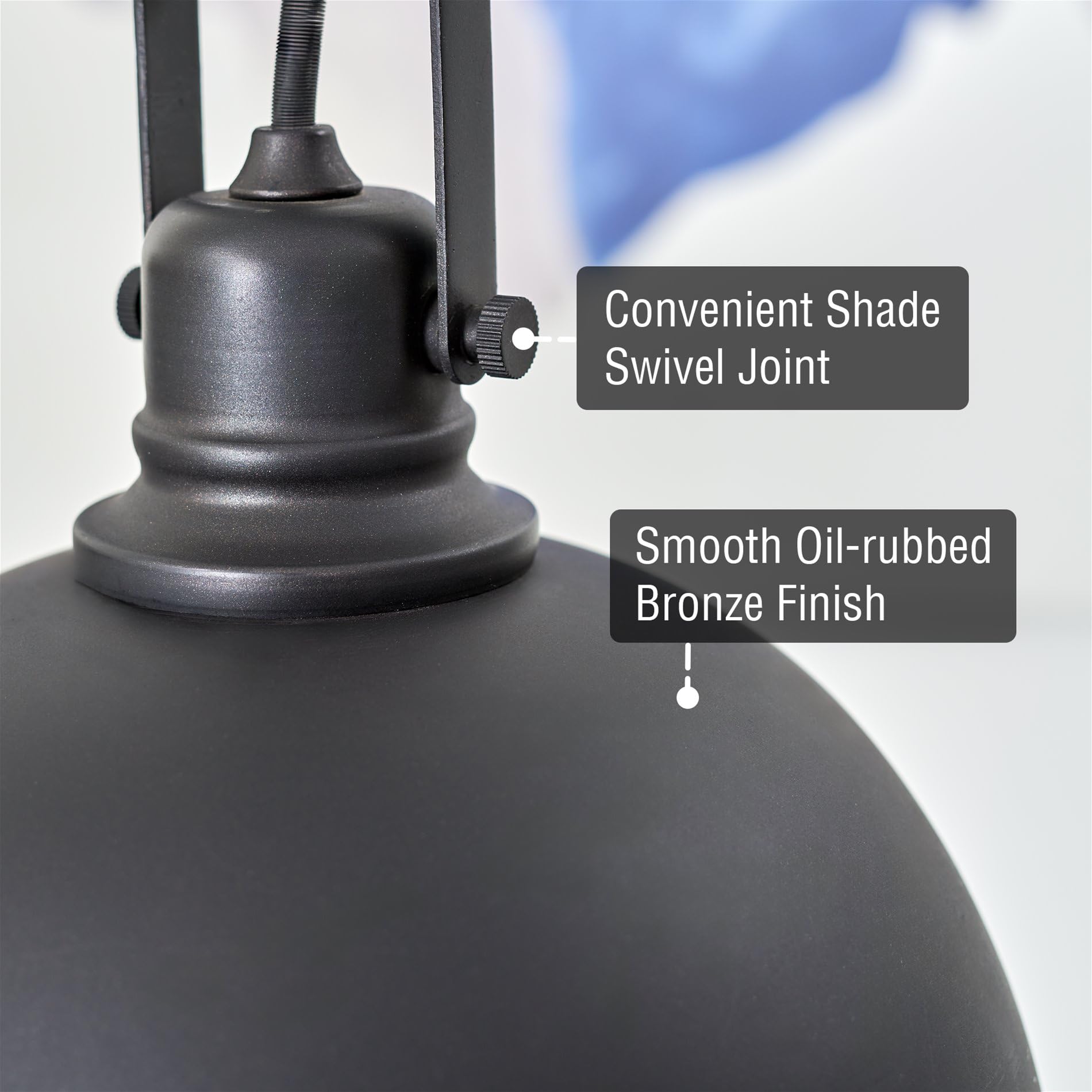 Kira Home Belle 9'' Contemporary Industrial Pendant Light, Adjustable Length + Shade Swivel Joint, Oil-Rubbed Bronze Finish