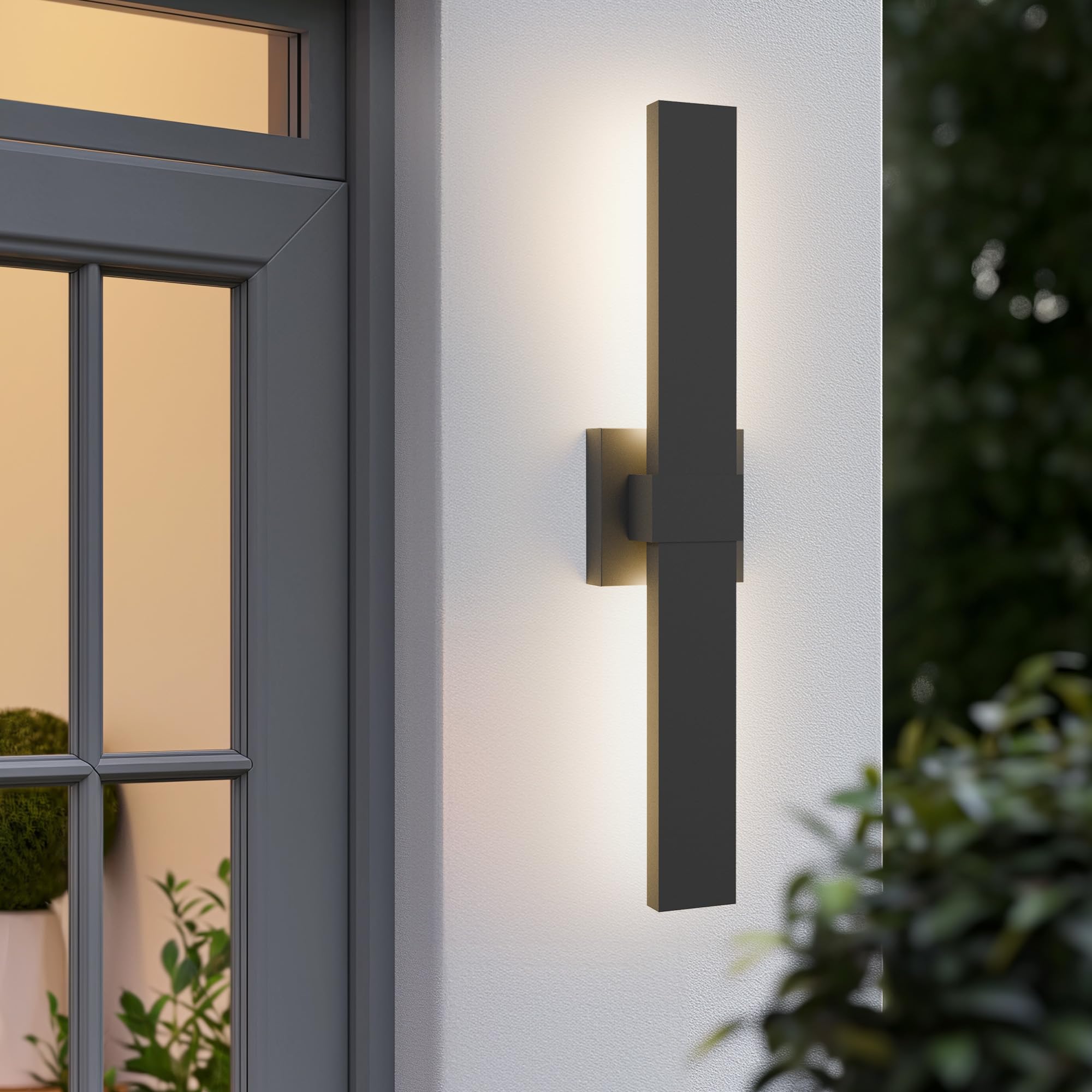 Lamqee 23.6 In Aluminum Long Outdoor Wall Lights  3000K 1303Lm Led Waterproof Ip65  Modern Exterior Lighting Fixture Linear Outdoor Sconce Wall Mount Outside Lighting For House Porch Patio Garage Door