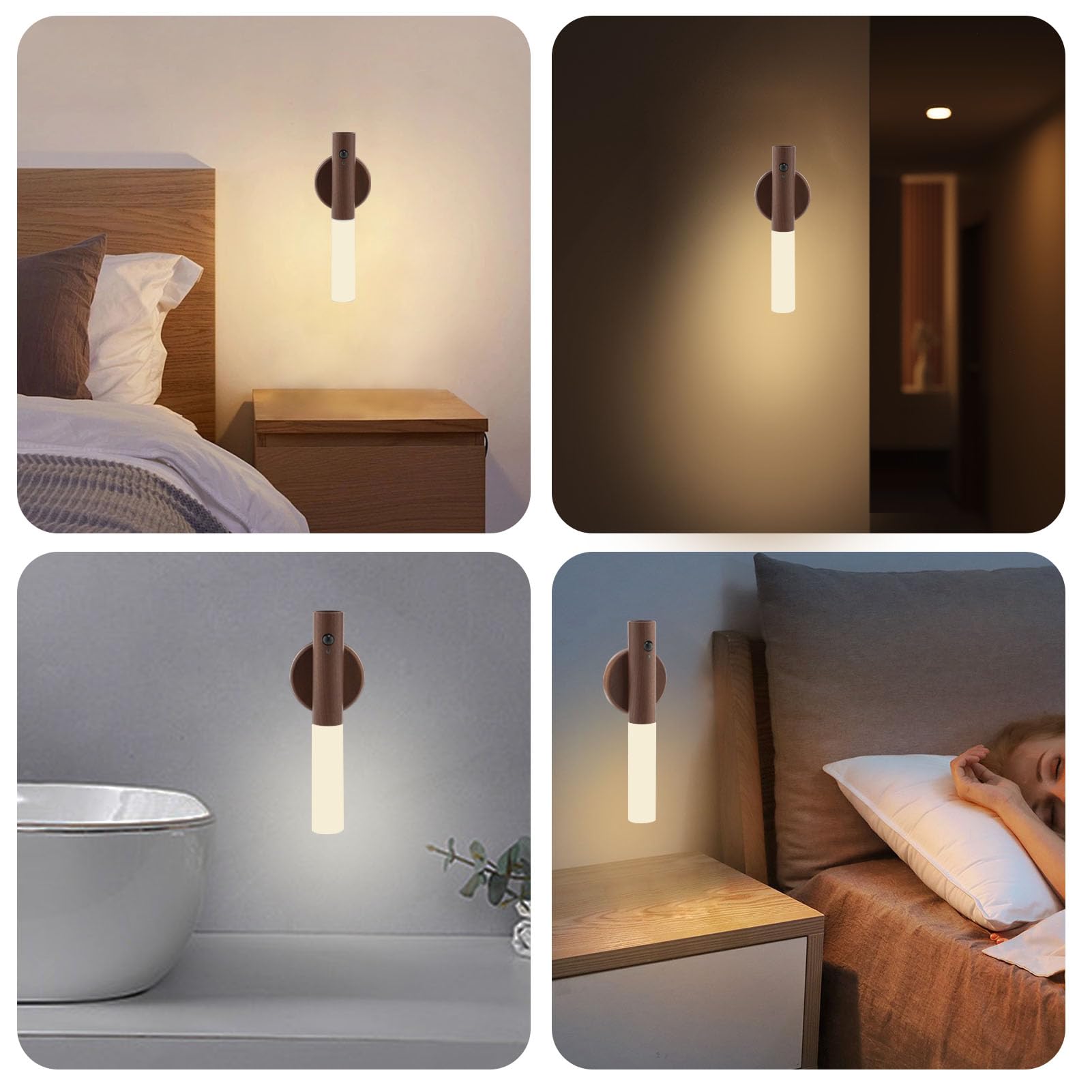 Landgoo Led Wall Mounted Lights Automatic Motion Sensor Sconces Lamp Rechargeable Battery Operated Magnetic 360 Rotation Cordles