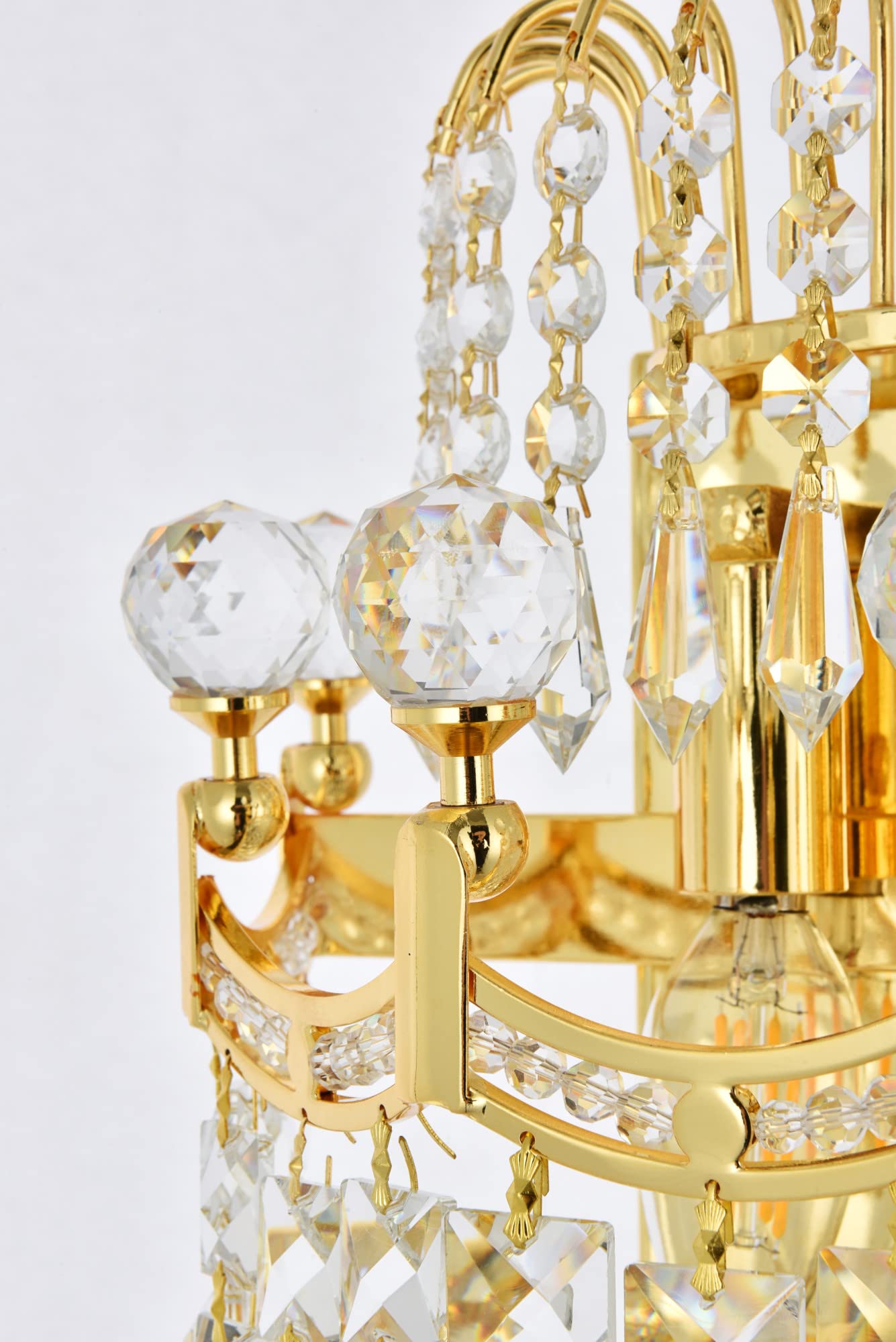 Elegant Lighting Corona Gold Two-Light Wall Sconce With Royal Cut Crystal