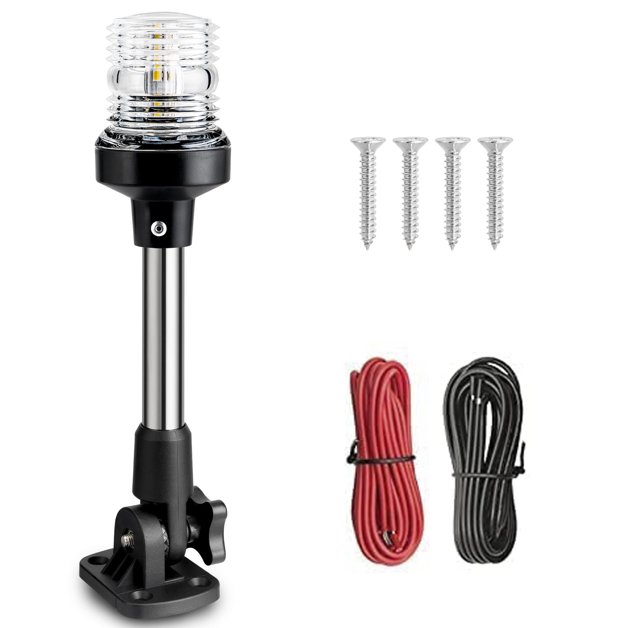 Young Marine 9in Foldable LED Boat Stern Light, 12-24V, White, Model LT-1001, Nautical Mile Navigation Anchor Light