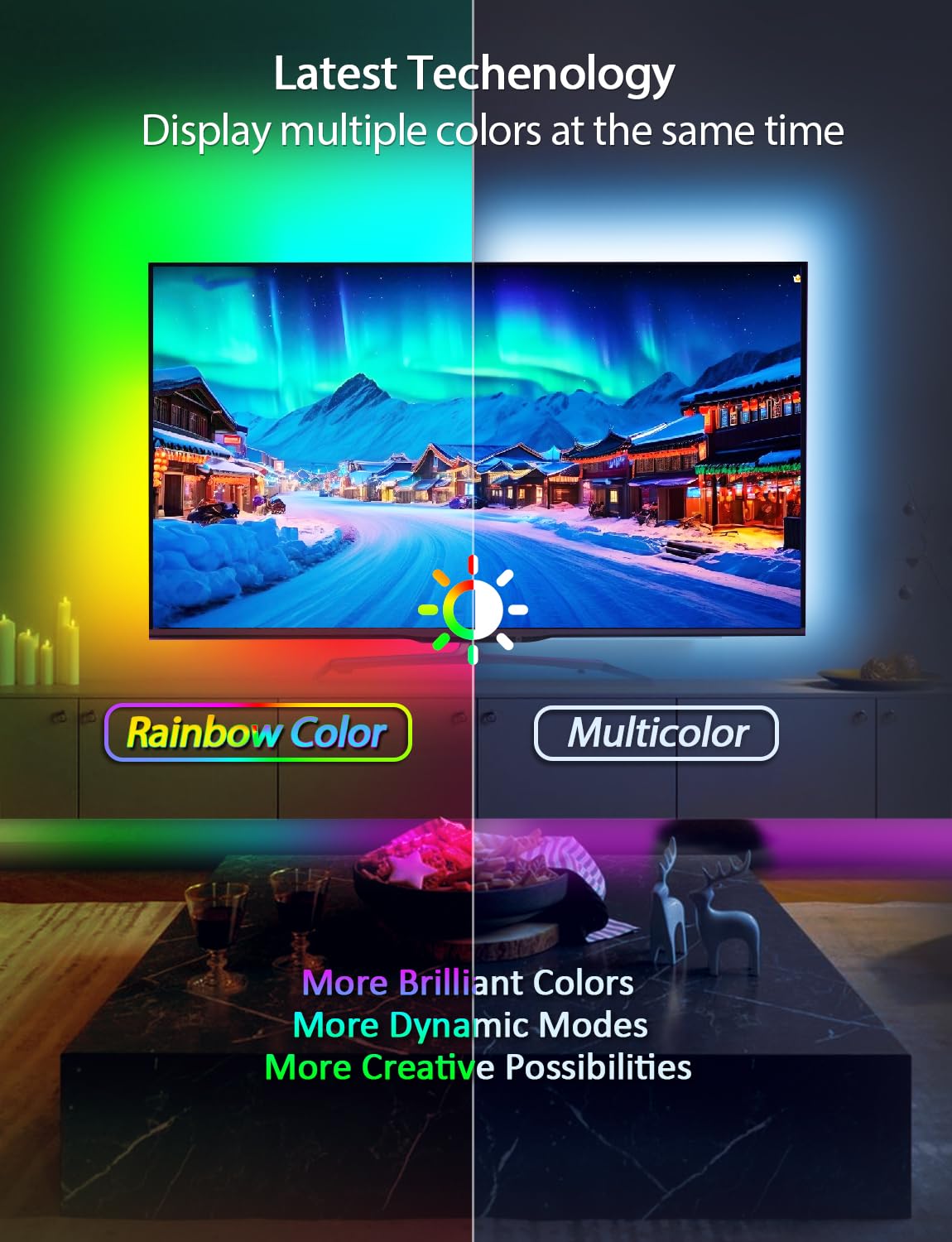 Led Lights For Tv Led Backlight, 16.4Ft Rgb Led Strip Lights For Tv Lights Behind, Maticod Usb Led Light Strip For 55-70In Tv, Bluetooth App Control Music Sync Strip Lighting For Christmas Decorations