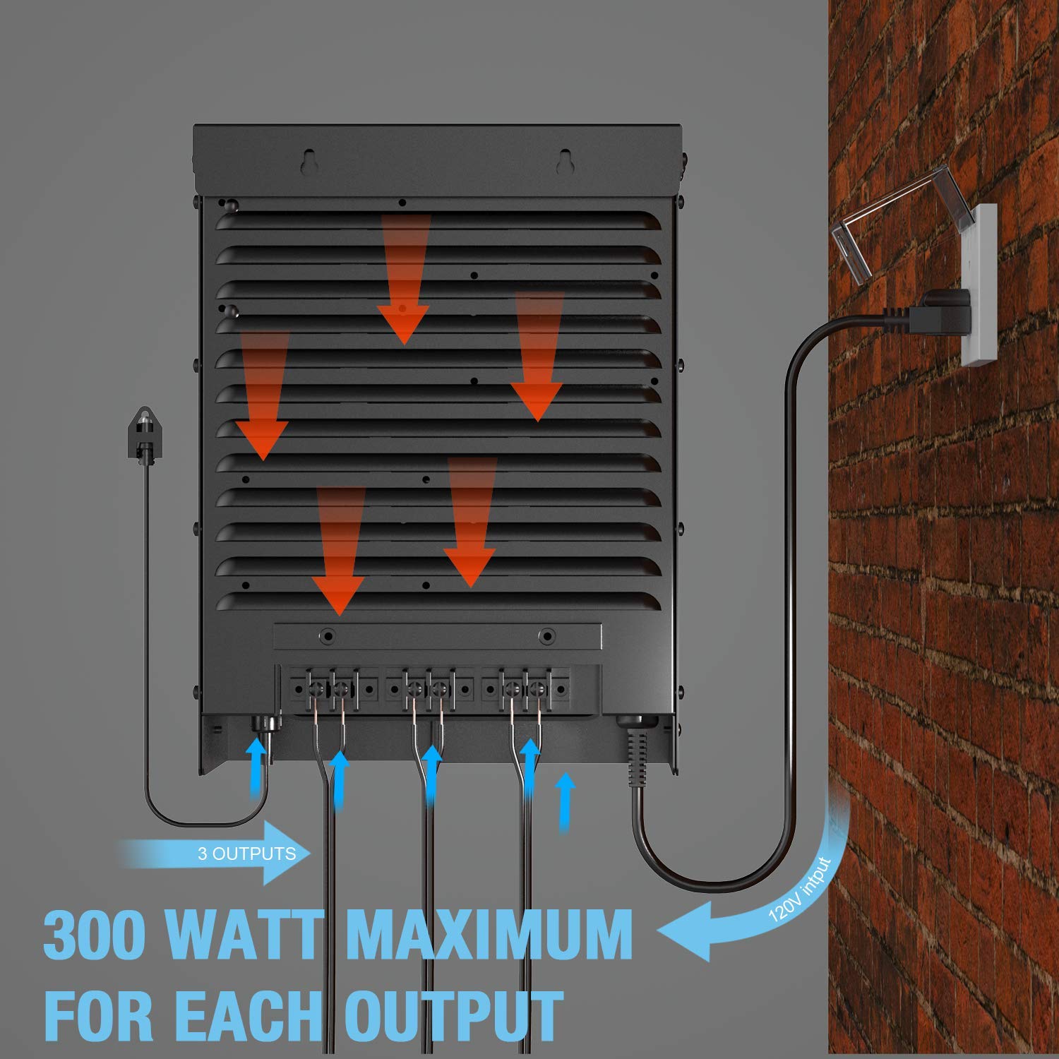 Goodsmann Low Voltage Transformer Landscape Lighting 900W Power Supply With Sensor, Timer And Weather Shield 12V Output 9920-0900-01