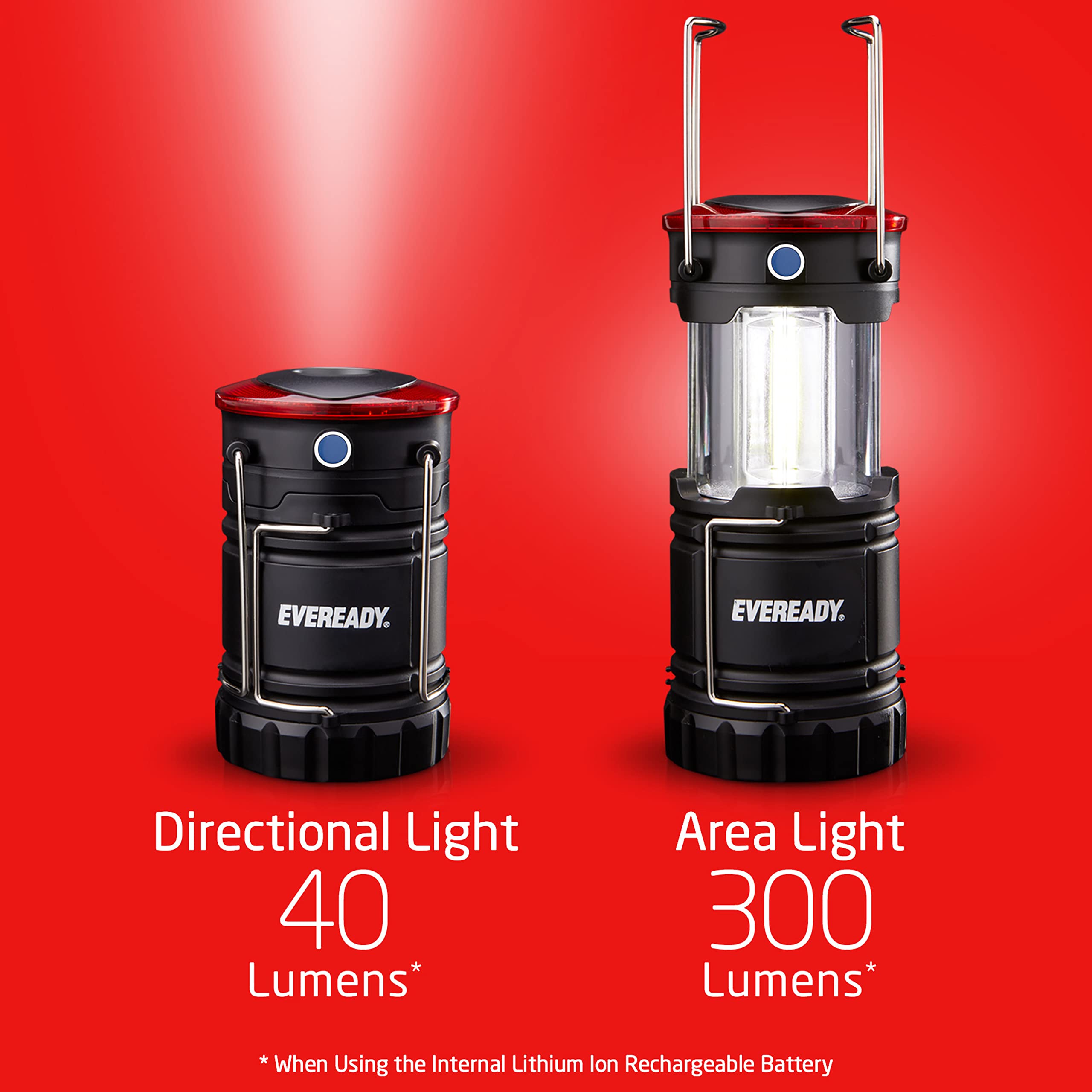 Eveready Led Camping Lanterns 4-Pack, Rechargeable Collapsible Flashlights For Outdoors, Black