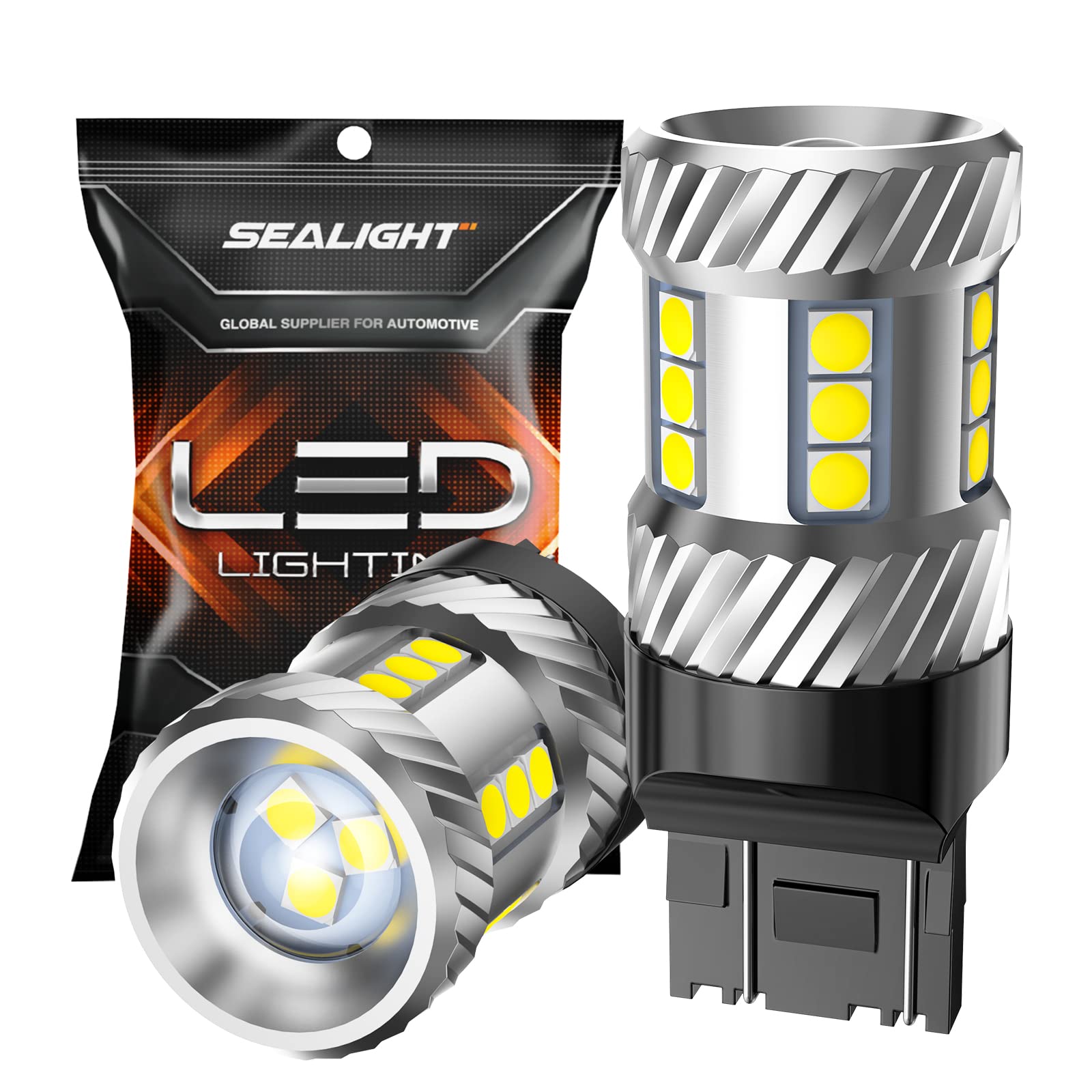 SEALIGHT 7443 LED Bulbs, White Reverse Light, T20 W21W, Pack of 2, for Backup, Tail, Brake Parking Lights