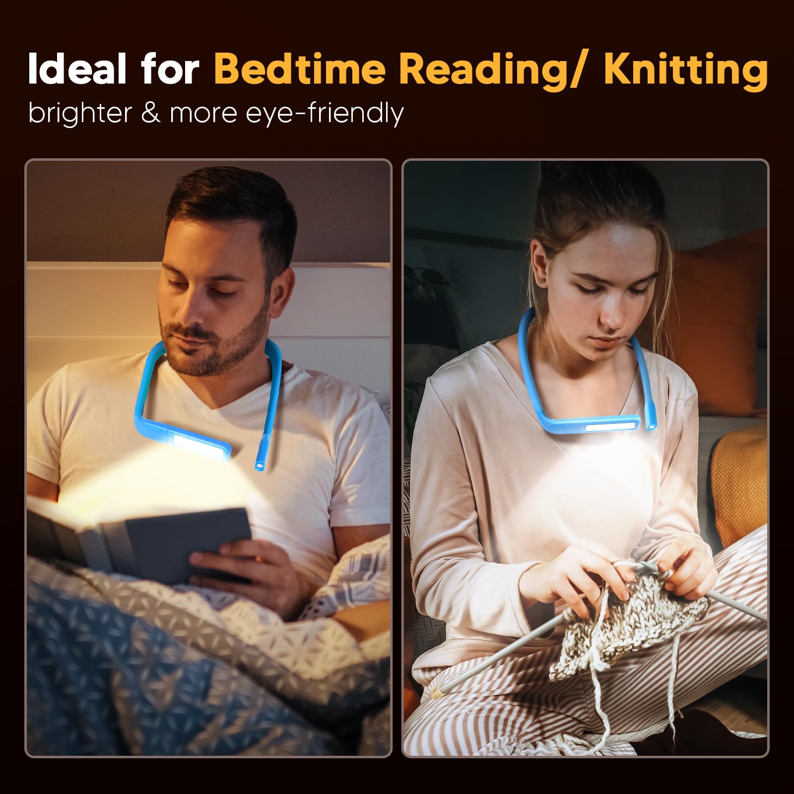 EastPin Neck Book Light - Light Blue, Model GH-9, ABS Material, Ideal for Night Reading, Back to School Supplies, Gifts for Book Lovers