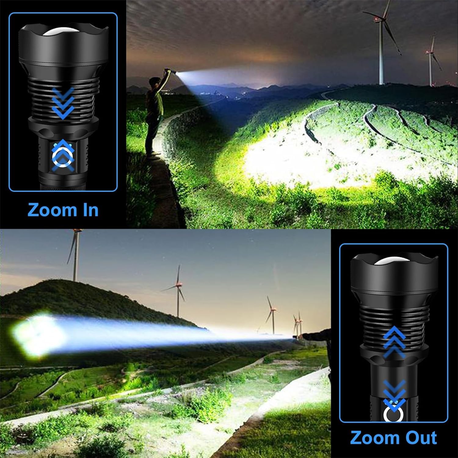 Omalight Flashlights High Lumens Rechargeable,Xhp90.2 Super Bright Led Flashlight With Zoomable & 5 Modes & Waterproof For Outdoor/Indoor