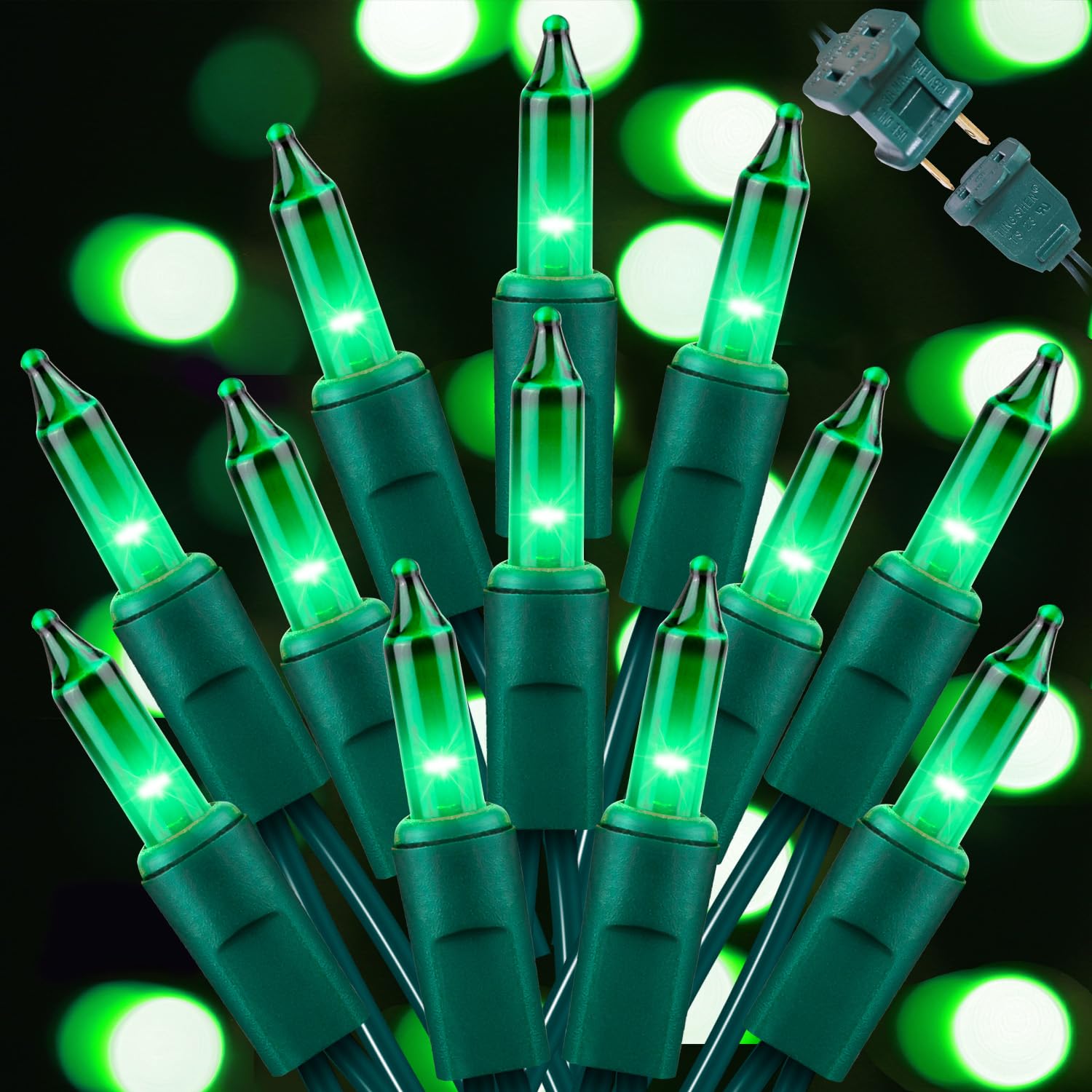 LAMPHOME St. Patricks Day Mini String Lights  100 Count 20Ft Incandescent Bulb Waterproof Green Fairy Lights Plug in for Indoor Outdoor Halloween Party Patio Christmas Decor Green