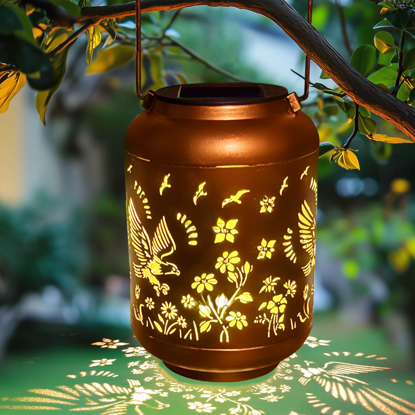 Solar Lanterns Outdoor Waterproof, Hummingbird Hanging Solar Lantern Outdoor Garden Decoration For Backyard Porch Patio Yard Balcony Lawn Pathway, Christmas Gift For Mom Grandma Women, Metal, Durable