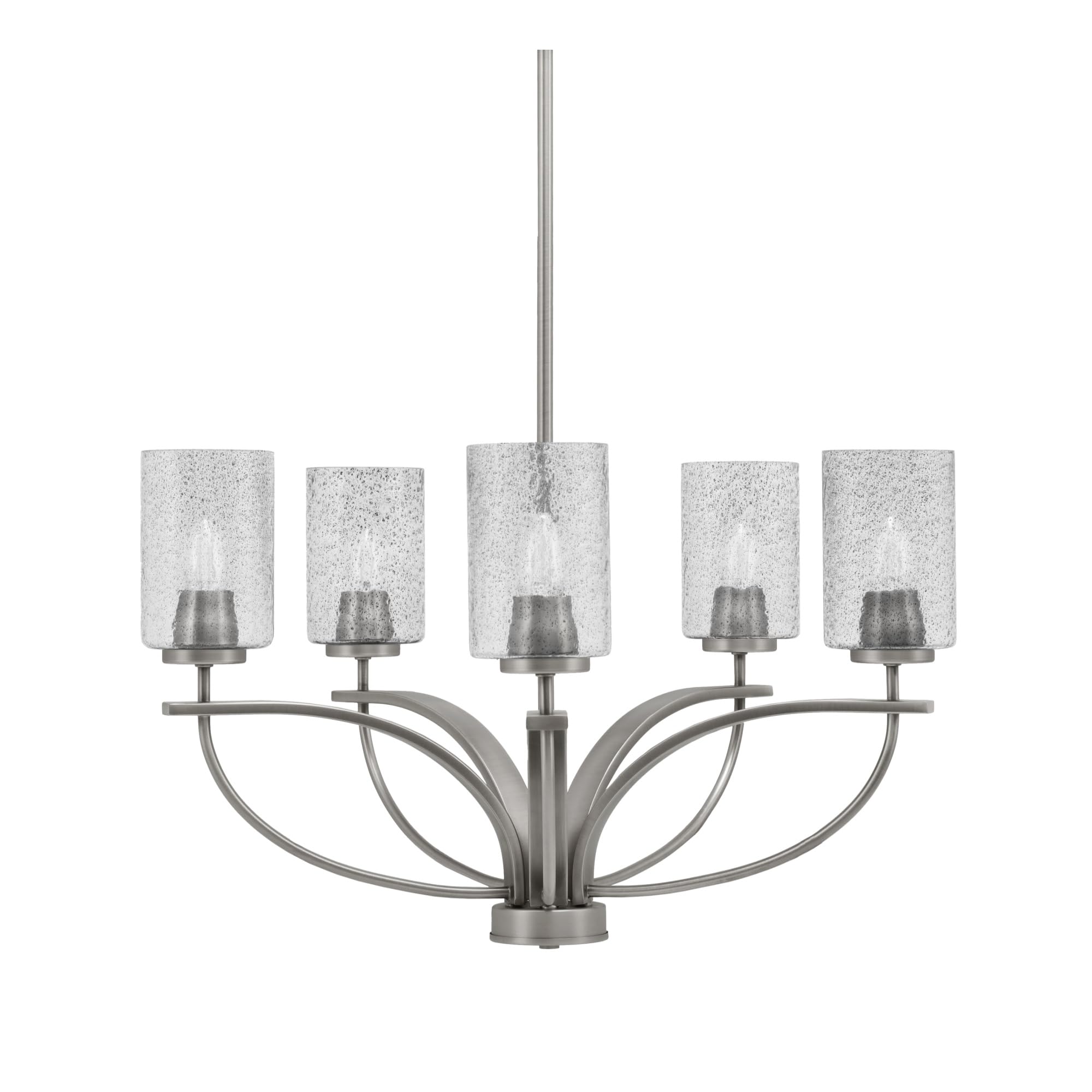 Toltec Lighting Cavella 5 Light, Uplight Chandelier, Graphite Finish, 4" Smoke Bubble Glass