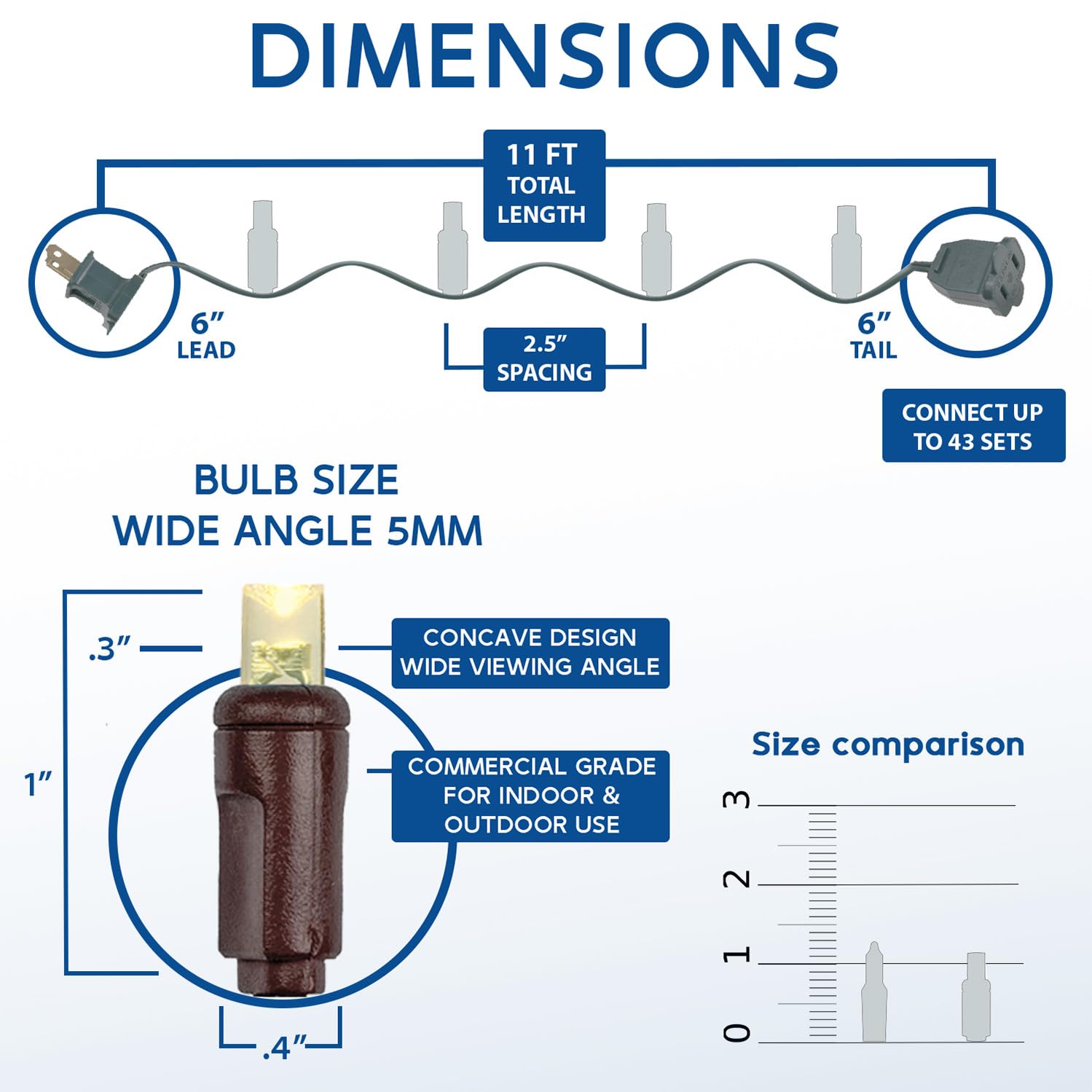 Novelty Lights 11Ft Green Led String Lights - 50 Commercial Grade Bulbs, 40,000 Hour Rating, Model Mrd-25B-2