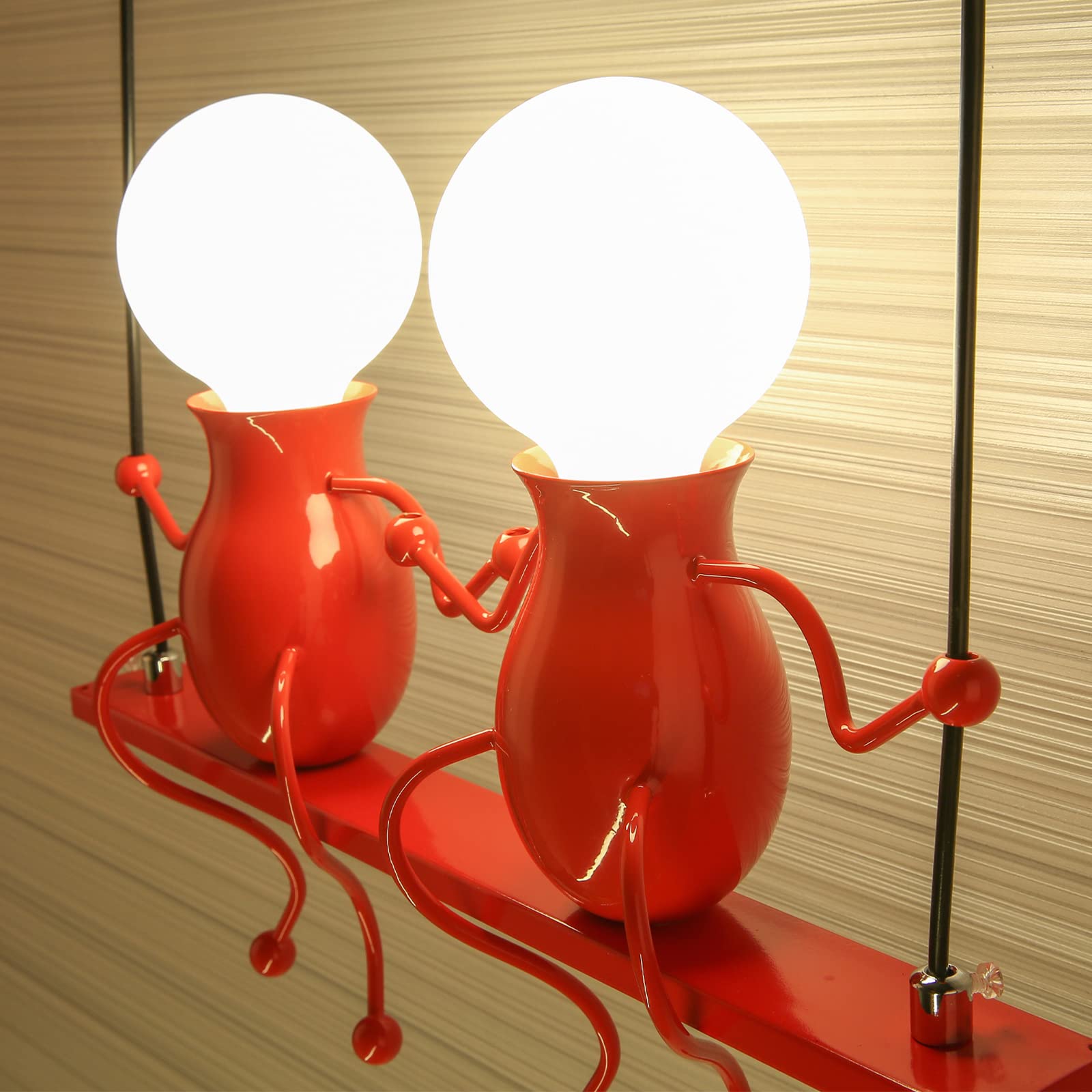 Wall Light Fixtures Indoor Creative LED Lights for Bedroom Cartoon Double Little People Swing Wall Lamp Mini Doll Wall Sconces C