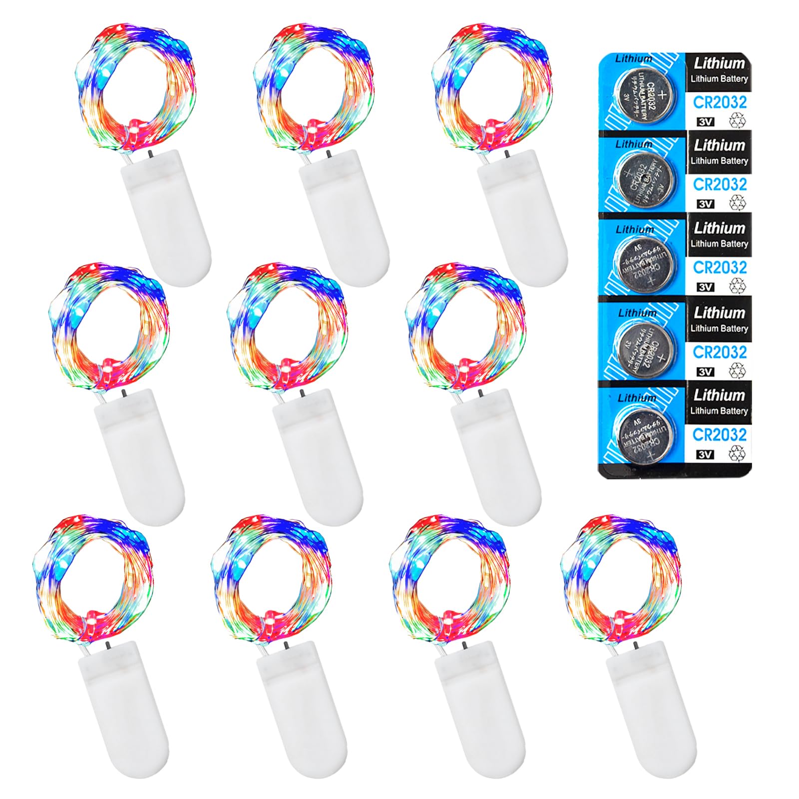 Etinga 10 Pack Fairy Lights Battery Operated String Lights, 10 Led On 3.3Ft Silvery Copper Wire,For Flowers Gift Box Wedding Party Christmas Decoration (Multicolour, 10 Pack)