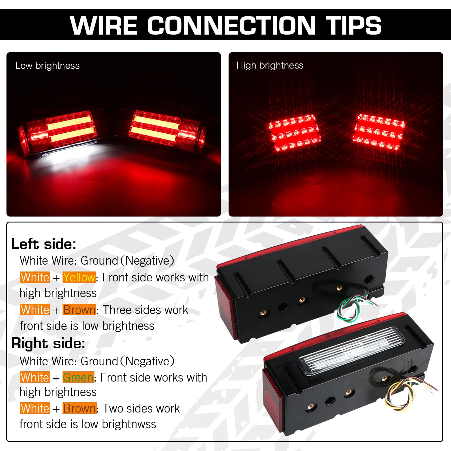 Linkitom New Halo Rectangular Submersible Led Trailer Light, Super Bright Brake Stop Turn Tail License Lights For Camper Truck R
