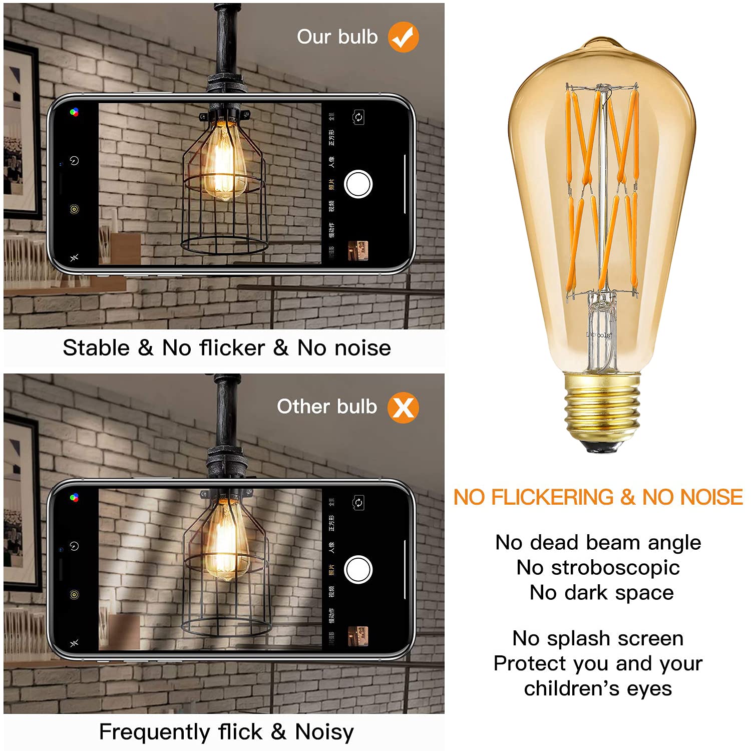 Leools Dimmable Vintage Led Edison Bulbs 12W ,Equivalent 100 Watt, 2500K Warm White(Amber Gold Glass), E26 Base, Decorative Anti