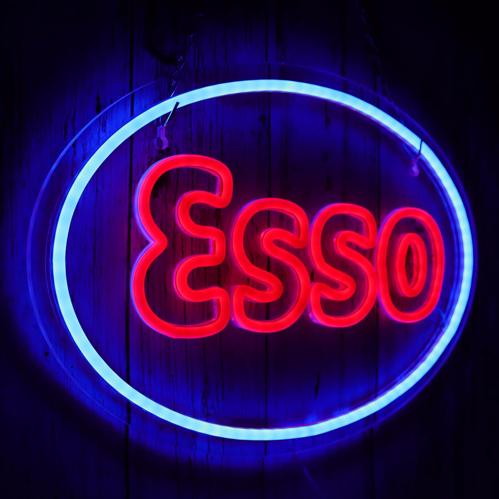 WonderfulLife Esso Neon Sign - LED Garage Decor, 11"x6.3", Plastic, Easy Hanging, Perfect for Bar, Man Cave, Lube Store, Gas Station
