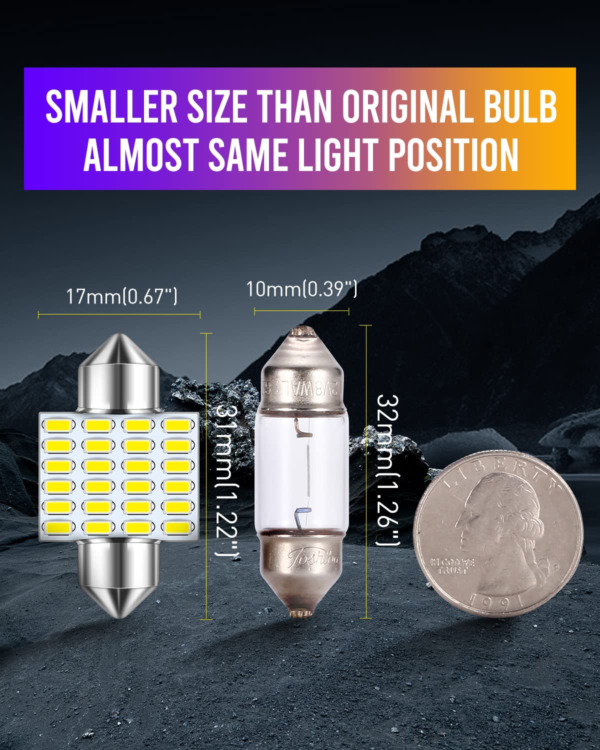 LUYED DE3175 LED Bulbs Xenon White Canbus Error Free 1.25 inches DE3021 DE3022 3175 LED Bulbs for Interior Map Dome Lights and L