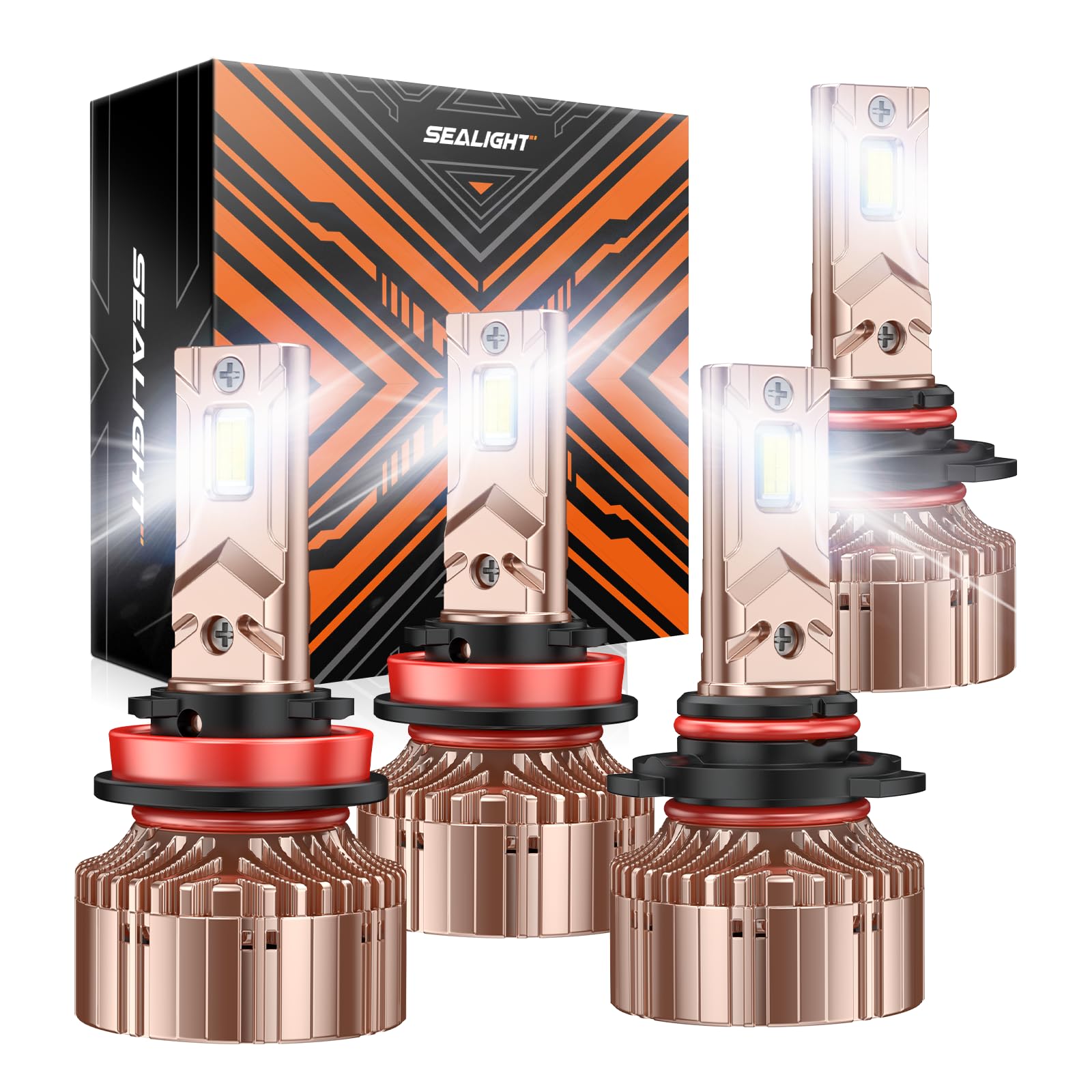 SEALIGHT H11 9005 LED Bulbs Combo, 900% Super Brighter 1:1 Halogen Beam Light, 360 Adjustable H9 H8 HB3 Headlight Bulbs with hig