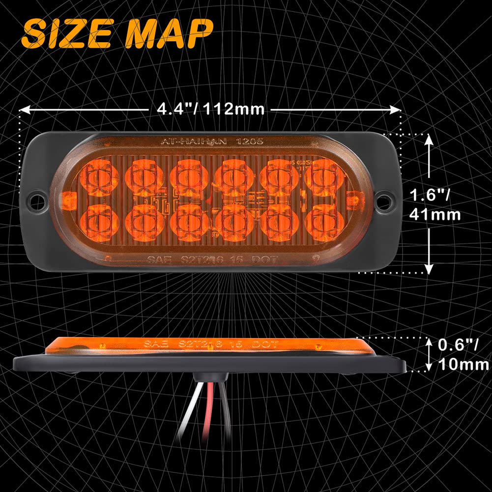 At-Haihan Pack Of 2 Aluminum Housing Amber Led Trailer Turn Signal Brake Parking Side Maker Lights, Dot Compliant Waterproof Surface Mount Lighting For Truck Tractor Jeep Rv
