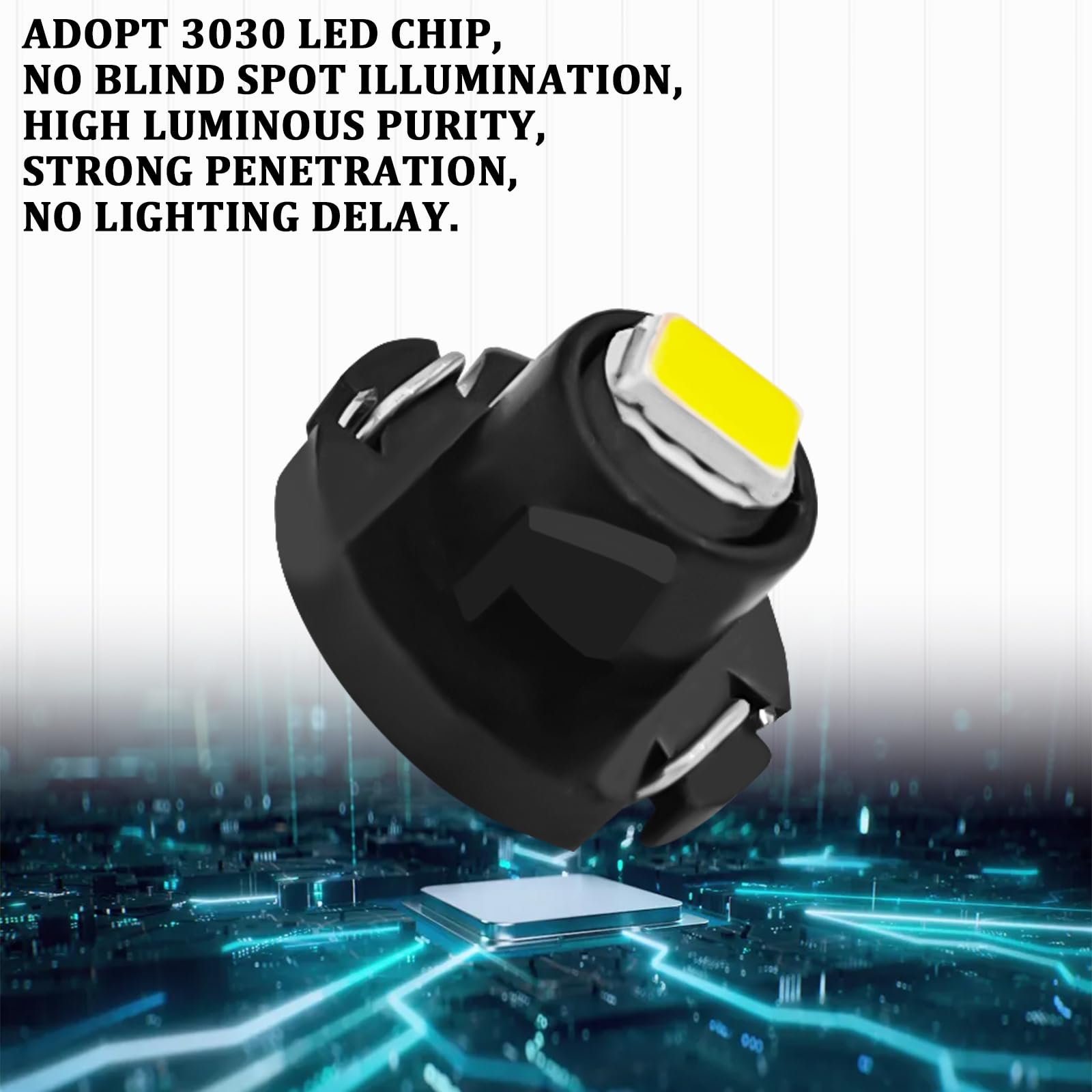 SamWinGear T4.2 LED Bulb Car Interior Lights, 12V IP65, 0.39inx0.27in, Ice Blue, Model SamWinGear-TYBD01,
