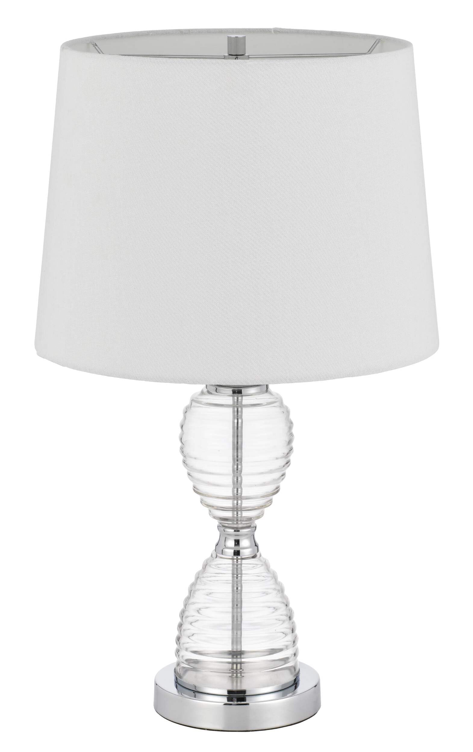 Homeroots 24 In. Metal Table Lamp With Empire Shade - Clear & White, Model 524726