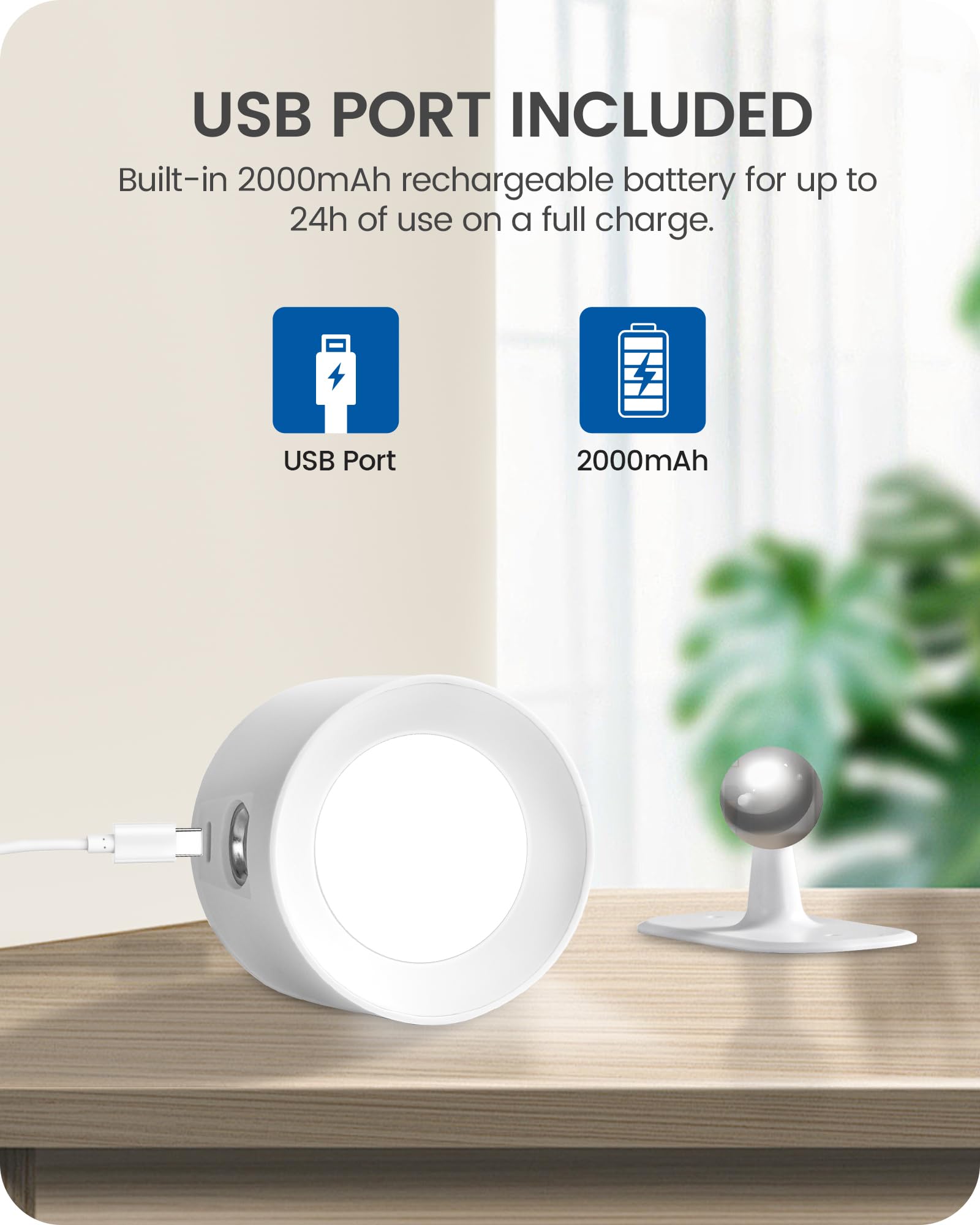 Goebleson Battery Operated Wall Sconce Set Of 2, Rechargeable Wall Lights With Remote Control, 3 Color Temp 3 Rgb Dimmable, 360