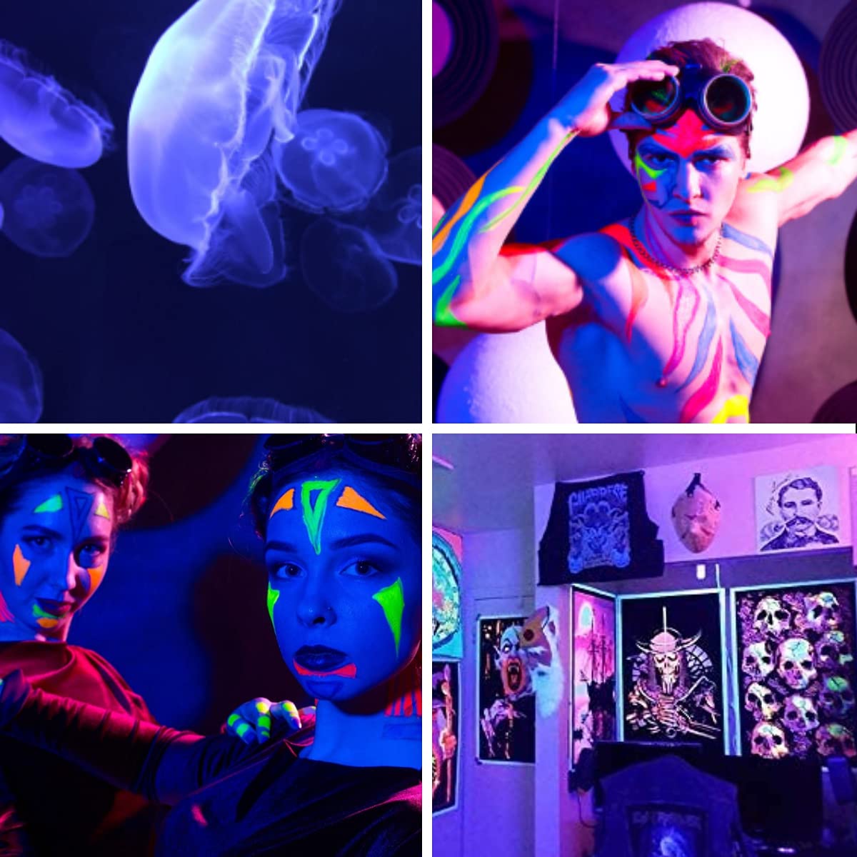 Waygor 300W Led Black Lights Outdoor, High Power Large Black Light Flood Lights Waterproof Blacklight Flood Light 395Nm Black Light Spotlight With Plug For Glow Party Large Space, Halloween (2 Pack)