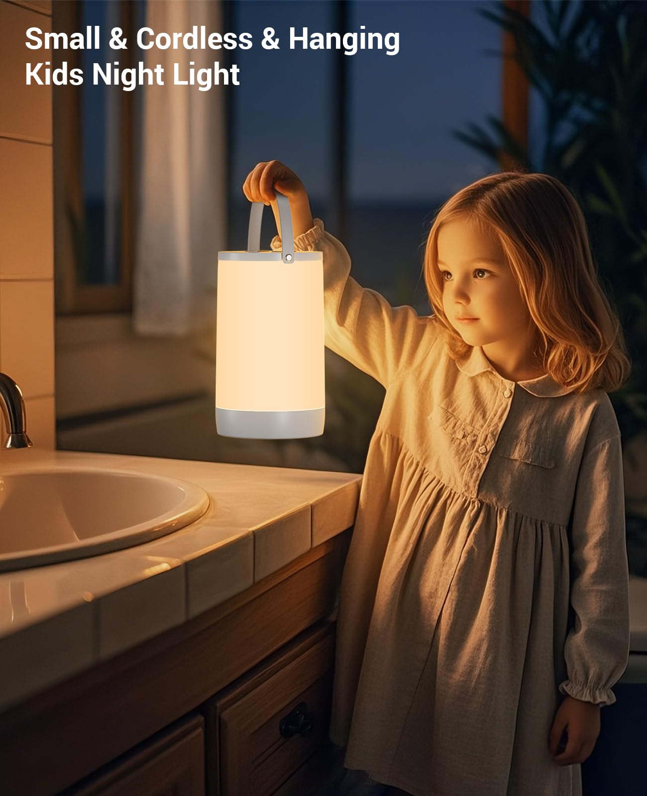 Hensam Portable USB Night Light, 2200 mAh Battery, Gray Touch Lamp for Kids, Small Table Lamp CL-FWM