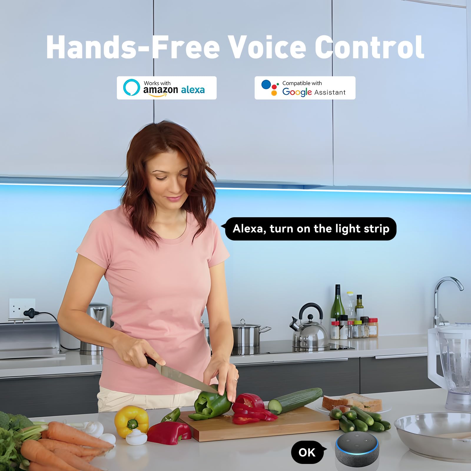 CHARKEE Smart Waterproof LED Strip Lights, 65.6ft, IP65, WiFi, Color Changing, Works with Alexa & Google Assistant, RGB