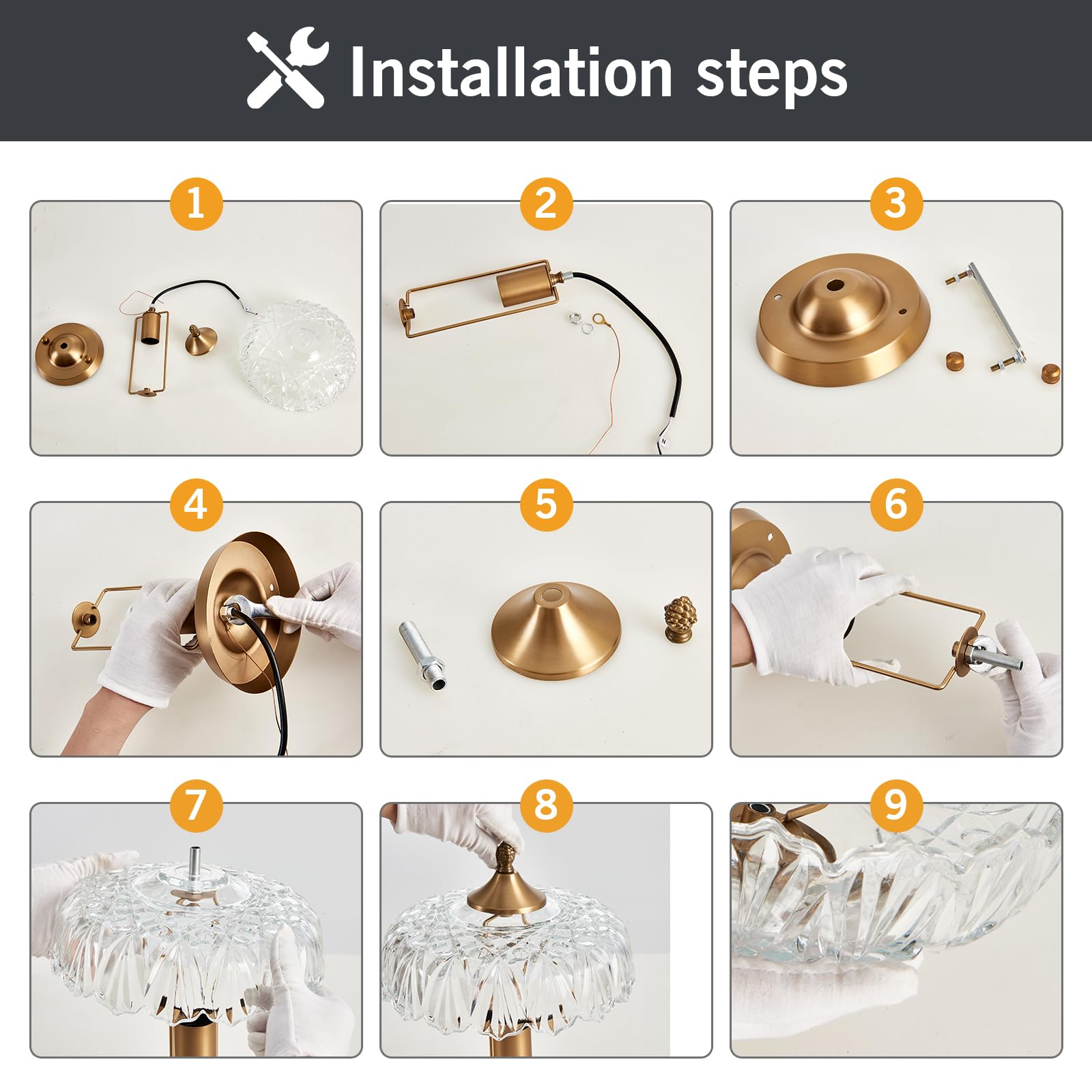 Uofus Vintage Gold Semi Flush Mount Ceiling Light Fixture With Clear Glass Shade Flower Small Chandelier Brass Close To Ceiling