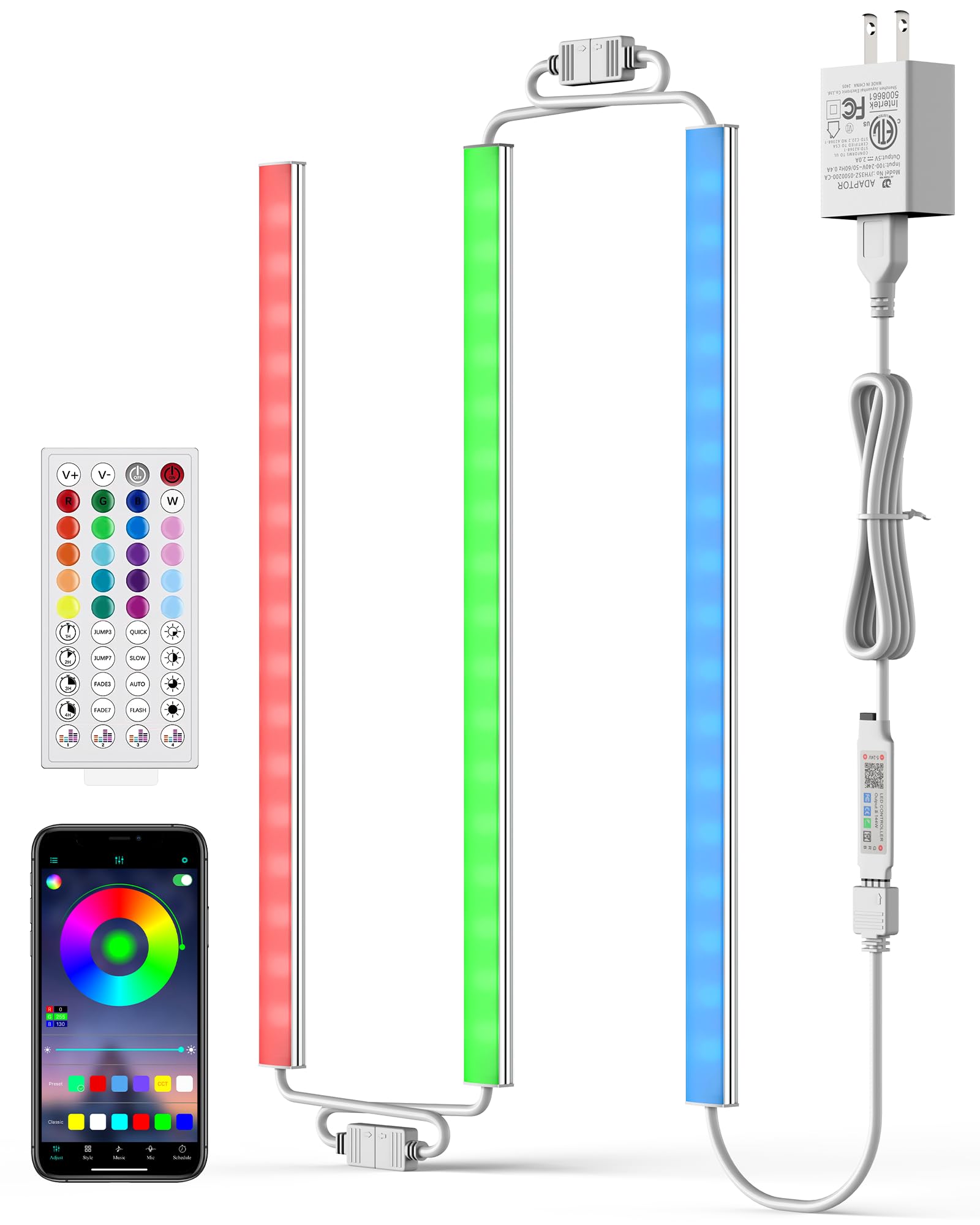 ASOKO LED Under Cabinet Lights - 200 Lumens RGB, 12-inch Linkable Strip, 3 Pack, Music Sync, APP & Remote Control