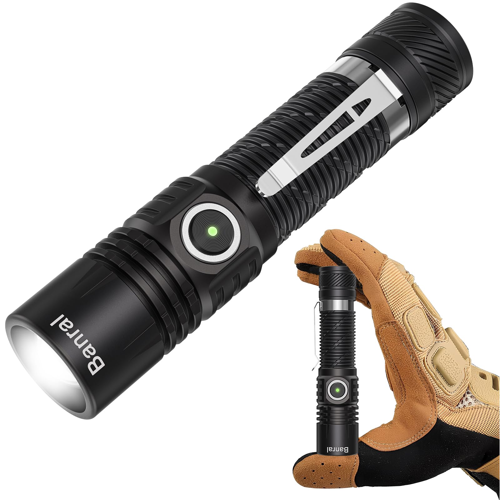 Rechargeable Tactical Flashlights, High Lumens Small Mini USB-C LED Flashlight, Compact EDC Flash Light, 4 Modes&Memory Function