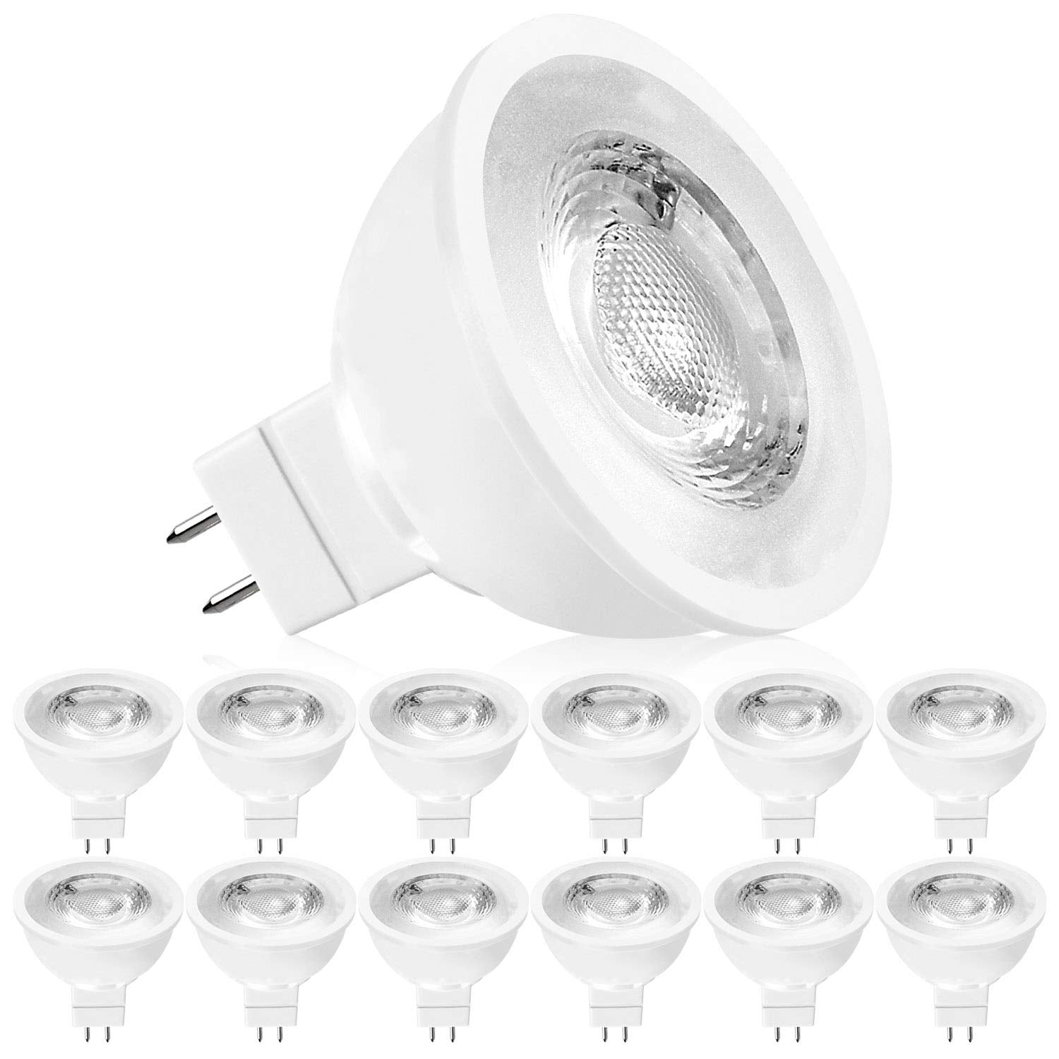 LUXRITE MR16 LED Bulb 12V 3000K Soft White Dimmable 6.5W 500 Lumens GU5.3 12 Pack