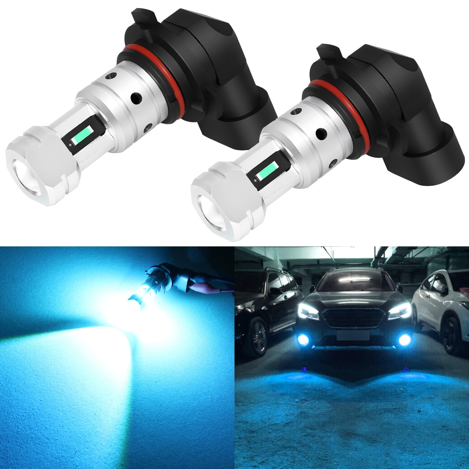 PHINLION 9006 LED Fog Light Bulbs 3800 Lumens Super Bright Ice Blue Replacement for Car Truck DRL Lamps