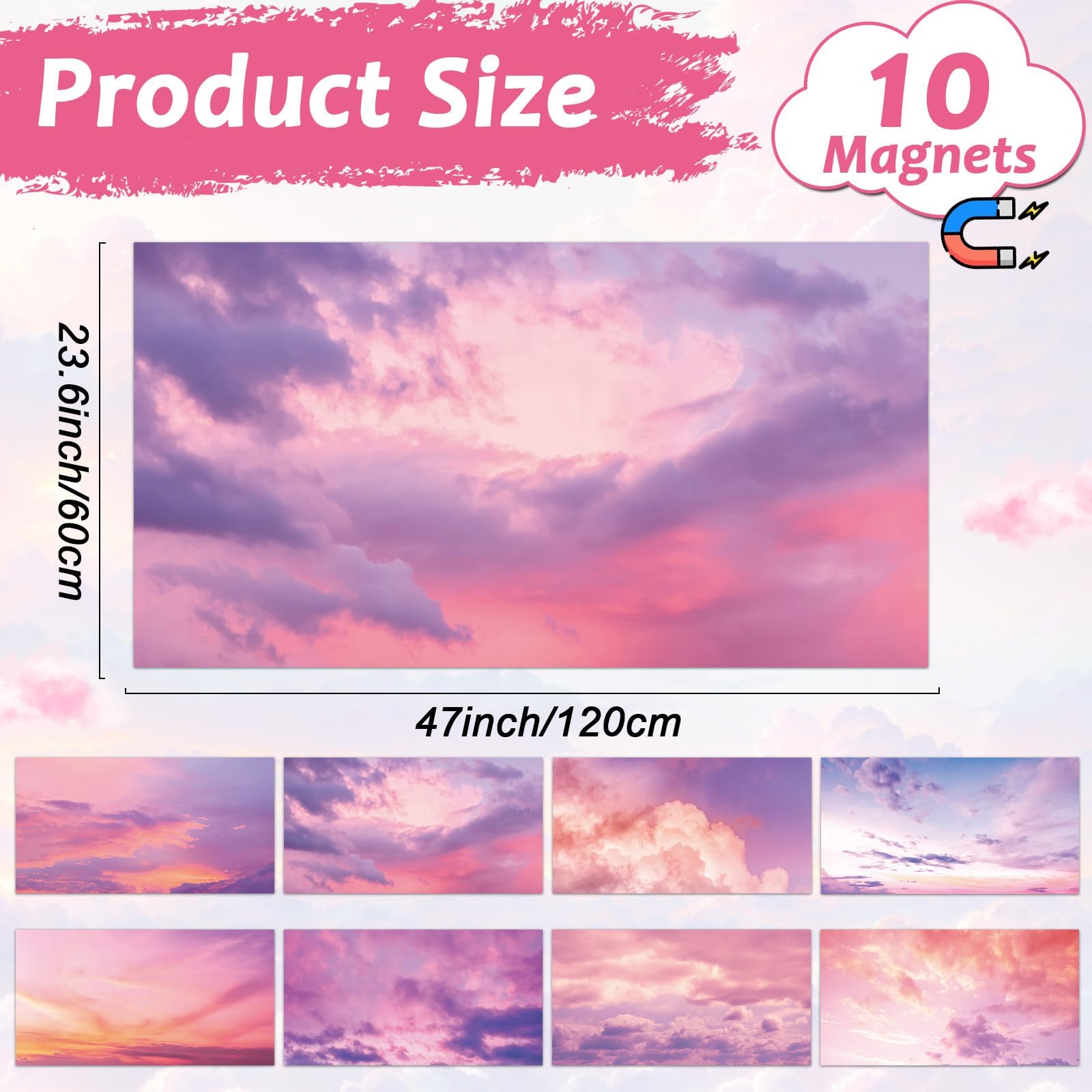 Wiooffen 8 Pack Fluorescent Light Covers, 4x2 ft, Polyester, Sunset Pink, Easy Install for Classroom, Office, Hospital, Model YM0706