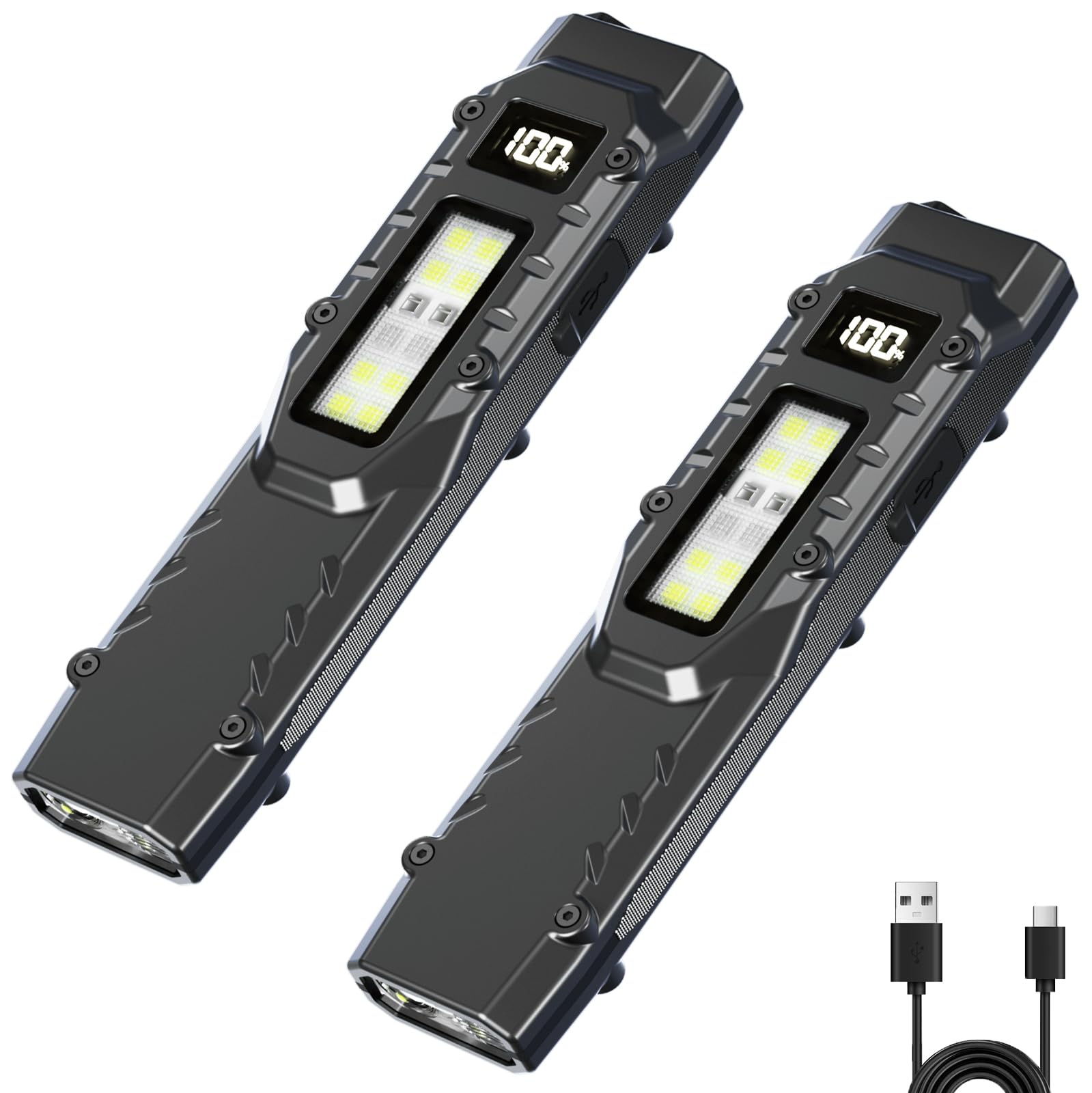 Ciwuzxs EDC Tactical Flashlight DT007, Compact 7 Mode Pocket LED Flashlight - 1500LM, USB-C Rechargeable Digital Display, IPX5 w