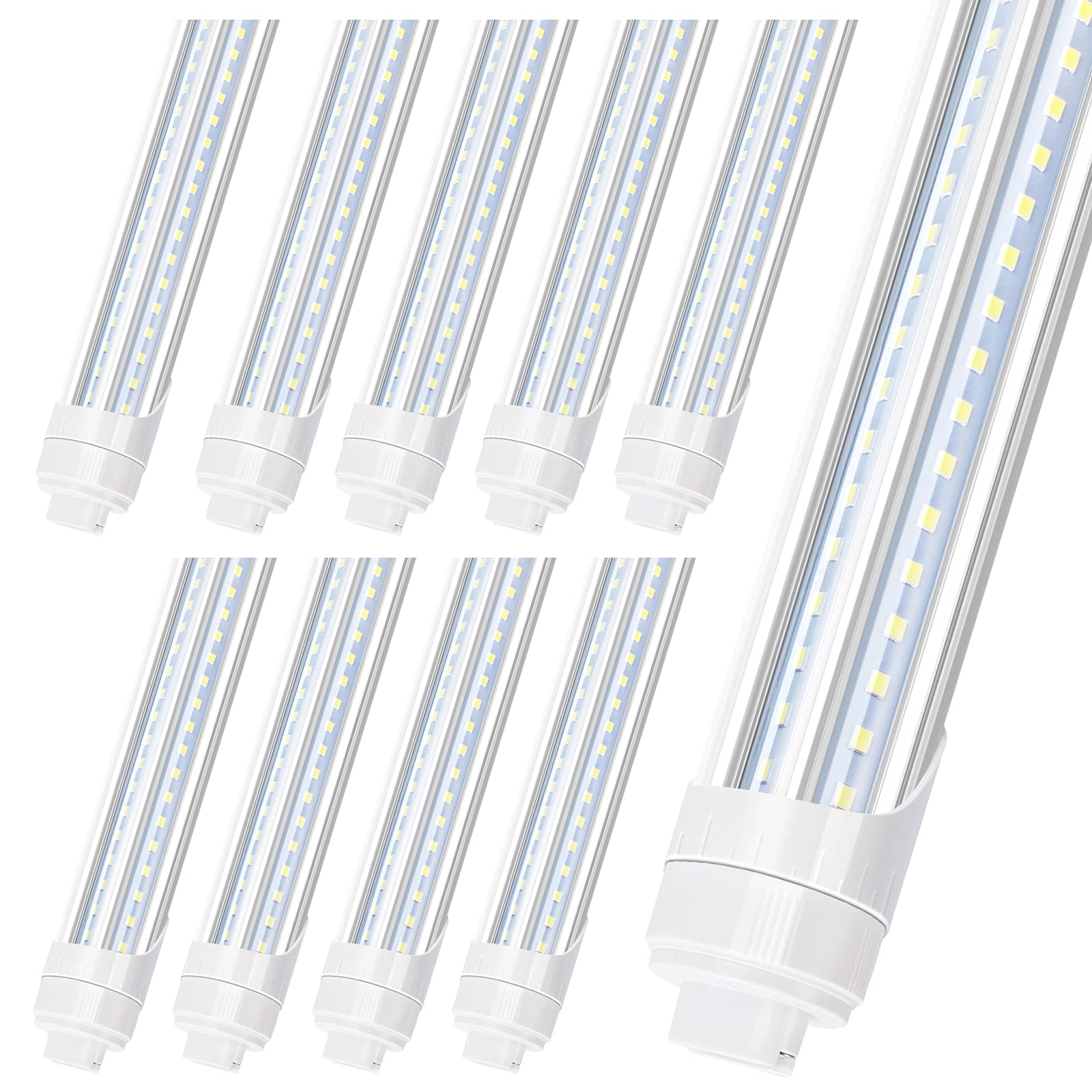 Led Shop Light 8Ft Tube, 2 Pin Led Tube Lights, V Shaped, R17D Ho Rotatable Led Bulb, 90W, Clear Cover, Cold White 6000K, Fluore