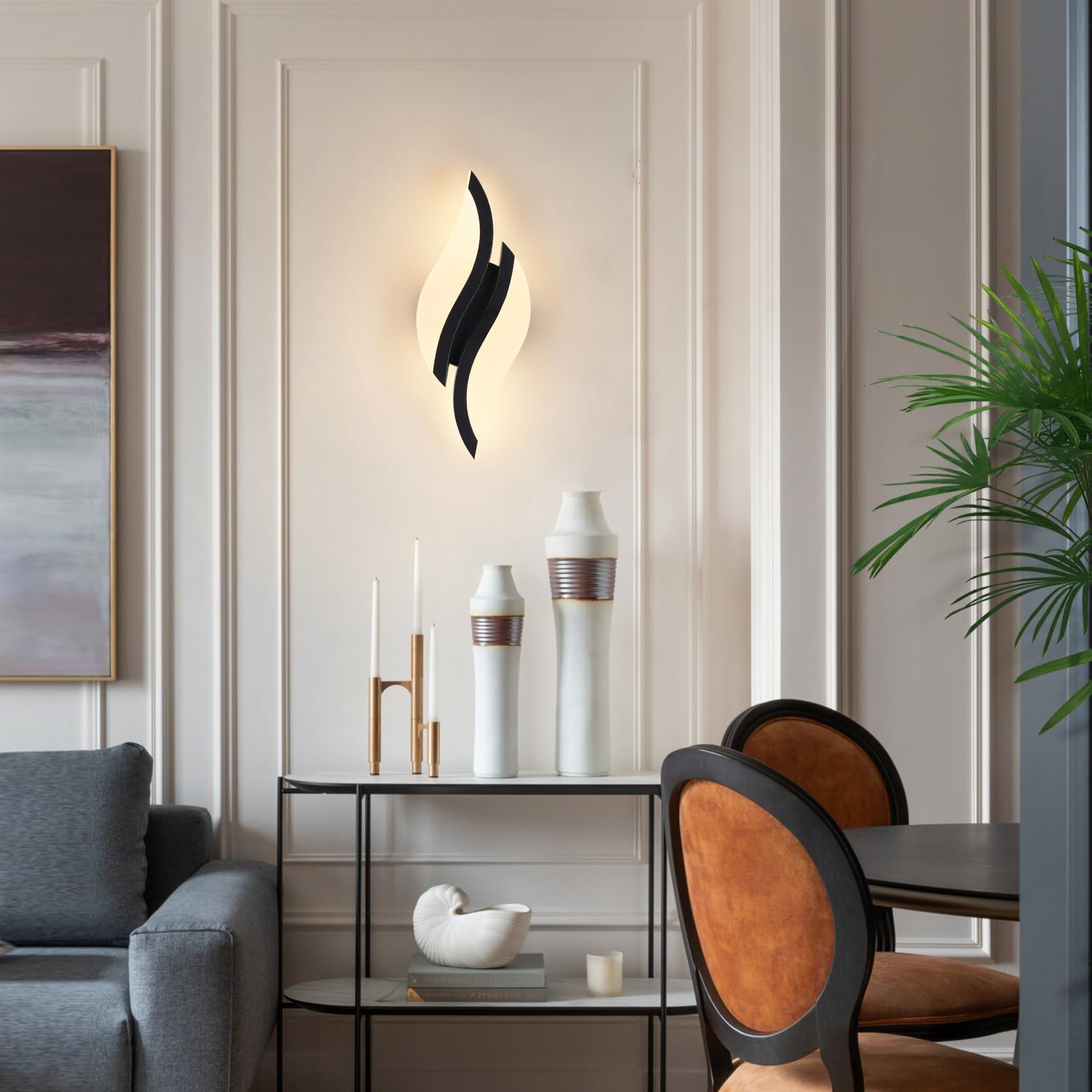 CANEOE LED Wall Sconce - Modern Acrylic Lighting Fixture, 3000K Warm White, Black, 1 Pack, Model WL-YZ-C, Ideal for Living Room & Hallway